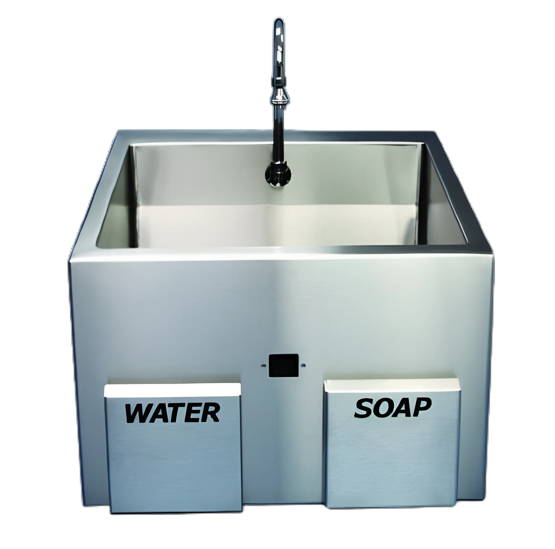 Surgical Scrub Sink ES Series Mounted Single Sink Knee Operated Water and Soap, Infrared Sensor Operated Water, High Mount Swivel Gooseneck Spout Adjustable Swivel Spray Aerator