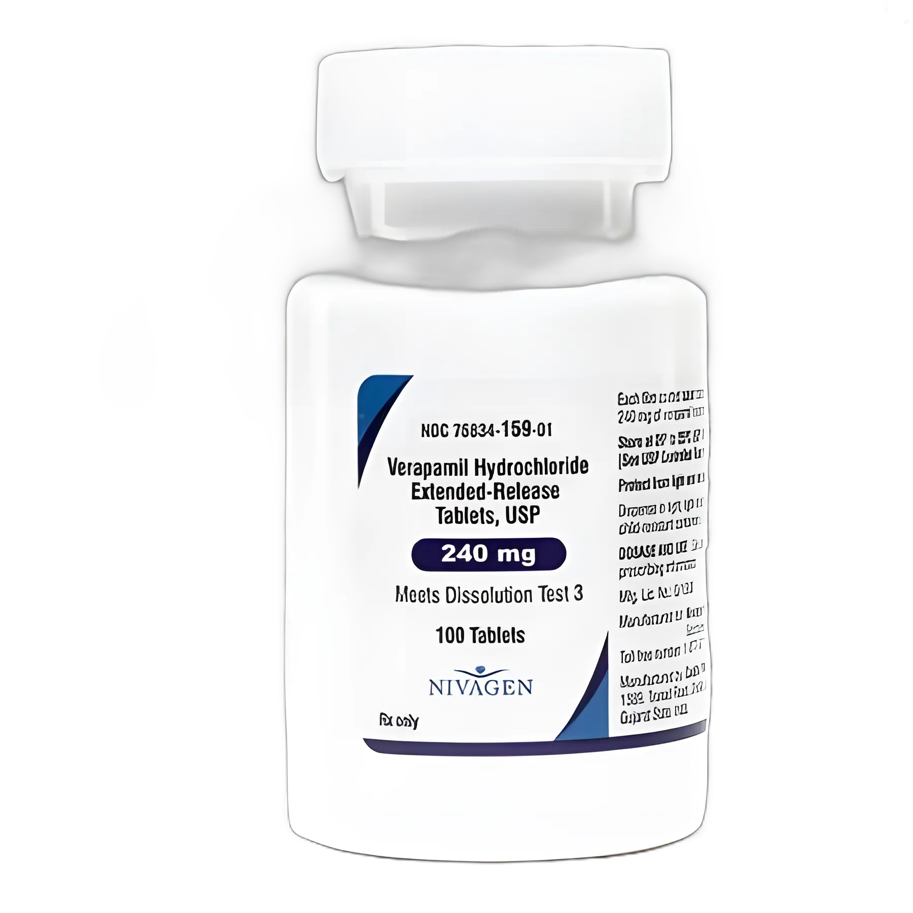 Verapamil HCl 240 mg Tablets by Nivagen Pharmaceuticals - 100 Count Bottle