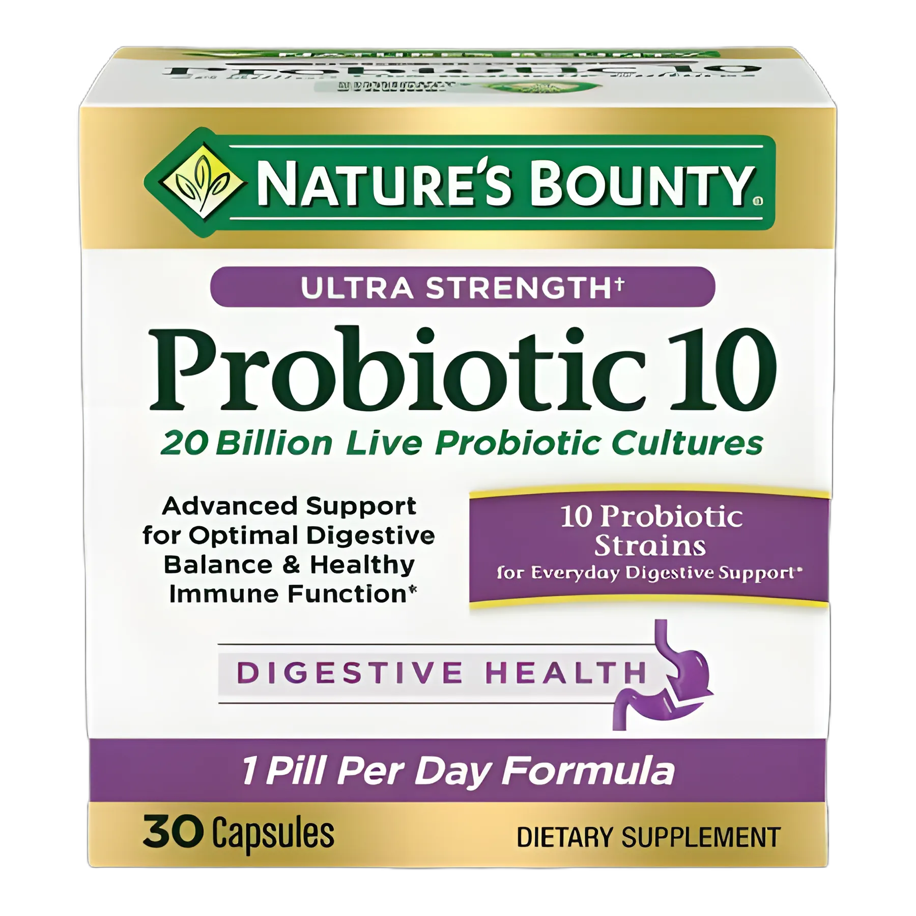 Probiotic Dietary Supplement Nature's Bounty® Ultra Strength Probiotic 10 30 per Bottle Capsule