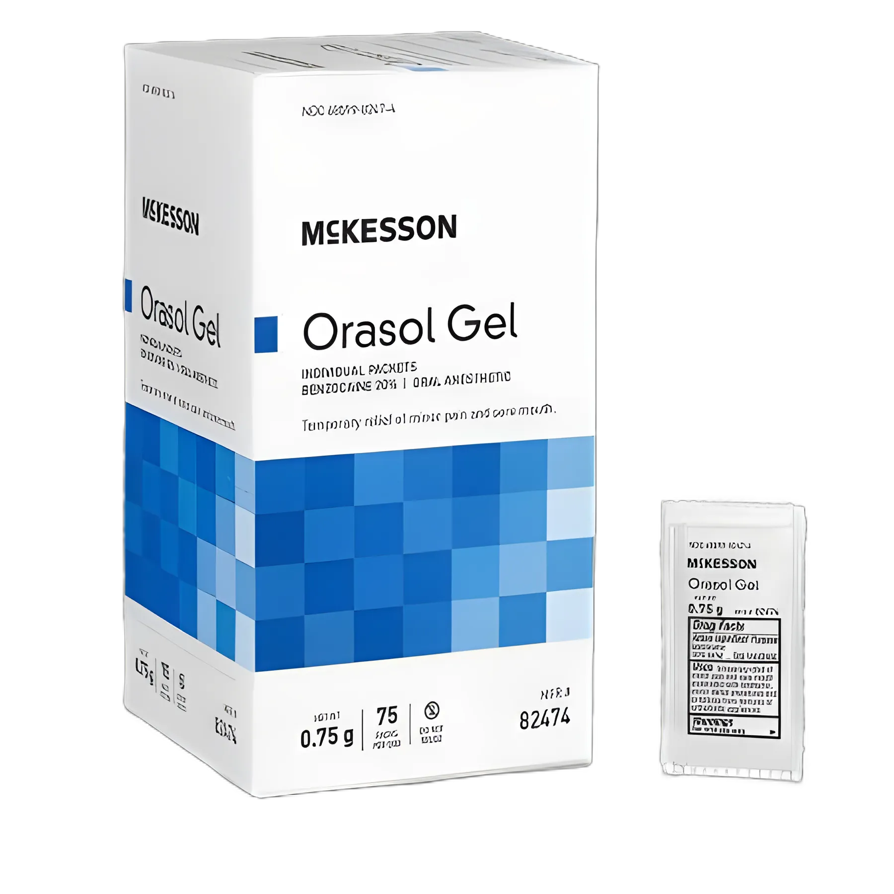 McKesson 20% Benzocaine Oral Gel for Effective Pain Relief - 0.75g Packets