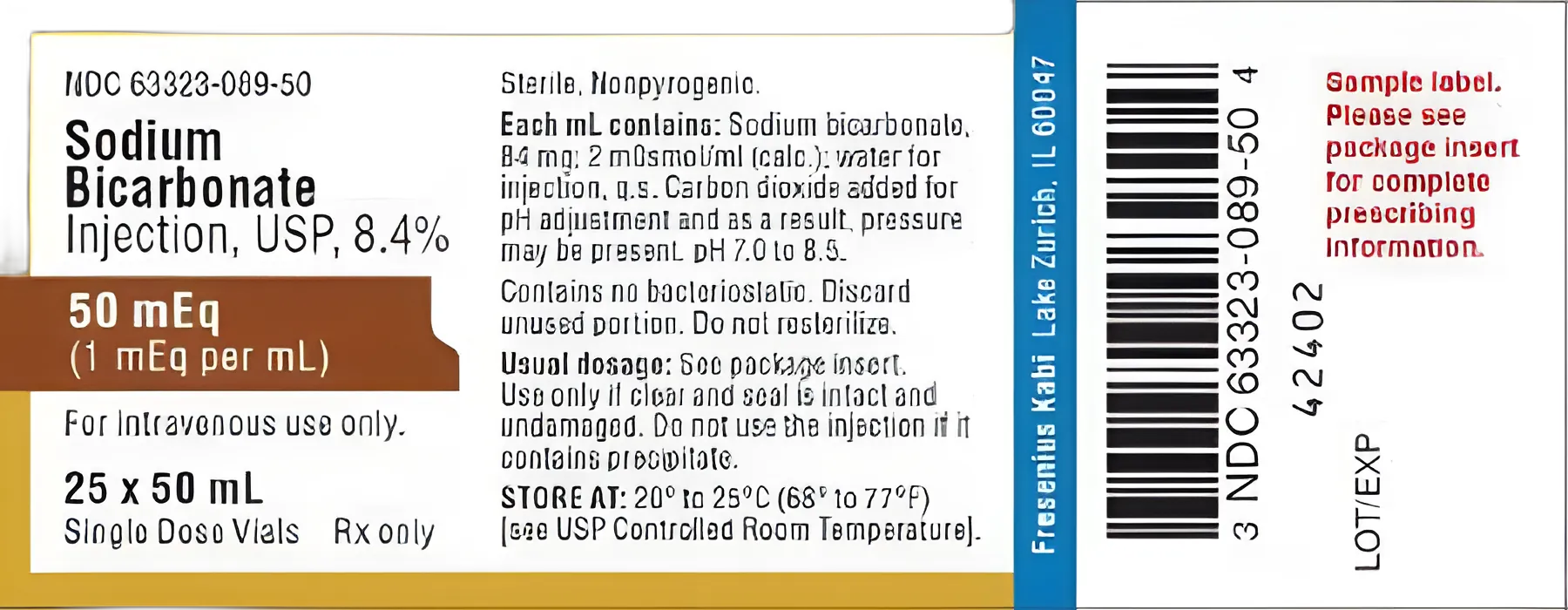 Sodium Bicarbonate 8.4% Injection 50mL Vial - Alkalinizing Agent for Acidosis