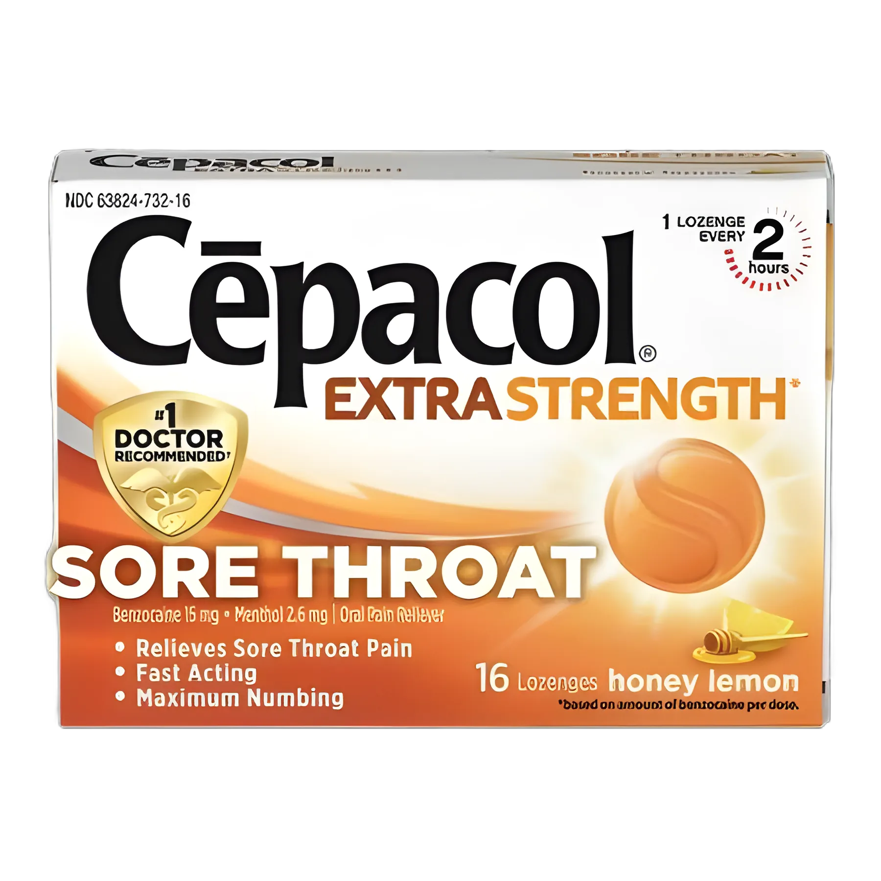 Sore Throat Relief Cepacol® Extra Strength 15 mg - 2.6 mg Strength Lozenge 16 per Box