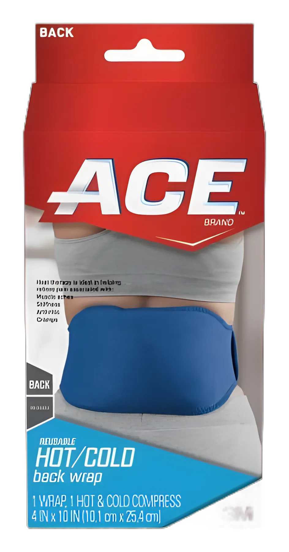 Hot / Cold Therapy Wrap 3M™ ACE™ Back One Size Fits Most 25 Inch Wrap Length / 4 X 10 Inch Gel Pack Neoprene-Blend / Plastic / Gel Reusable