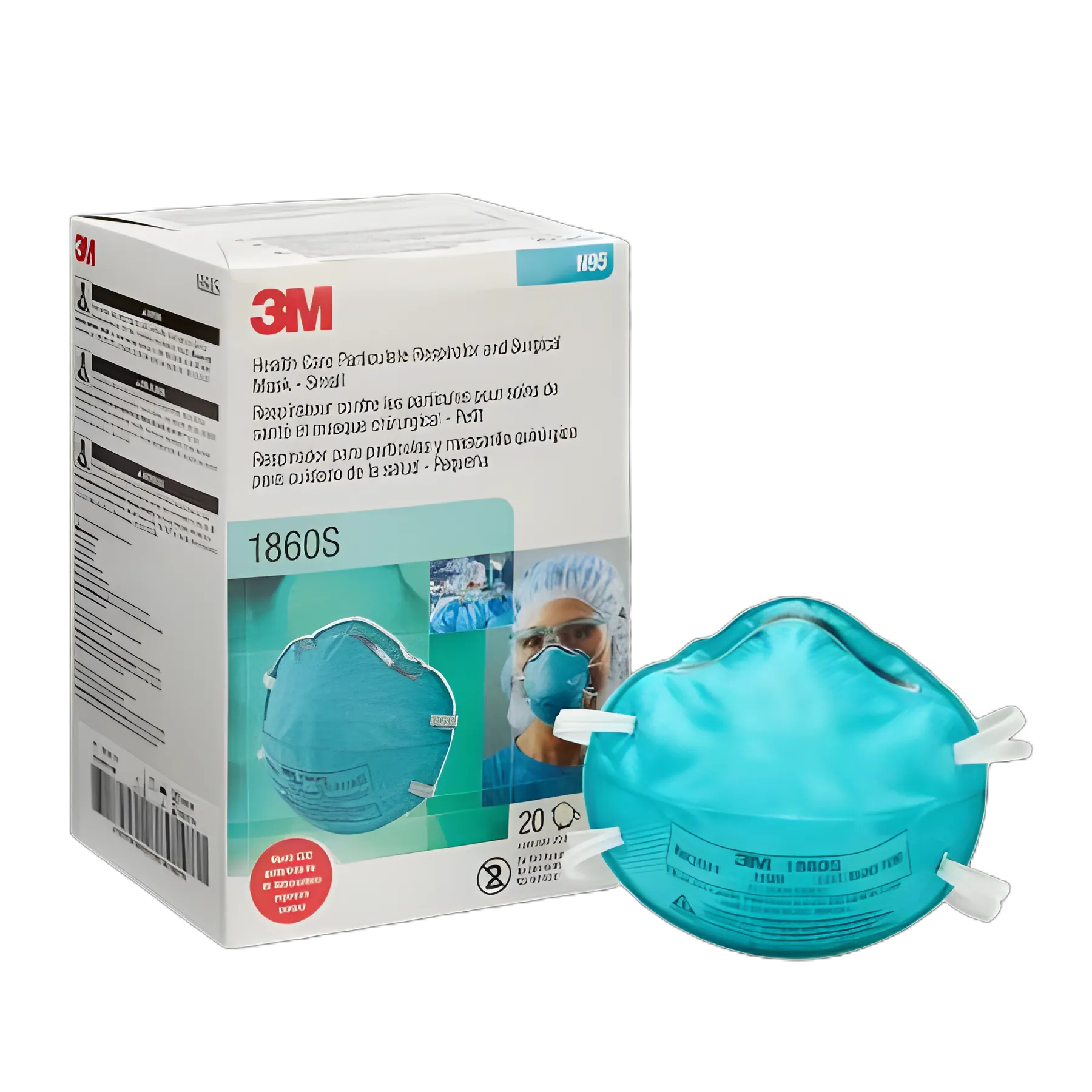 Particulate Respirator / Surgical Mask 3M™ Medical N95 Cup Elastic Strap Small Blue NonSterile ASTM F1862 Adult