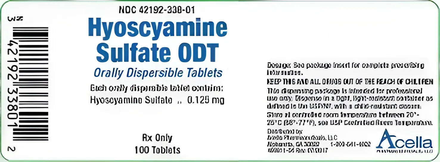 Hyoscyamine Sulfate 0.125 mg Tablets - Antispasmodic Treatment - Bottle of 100