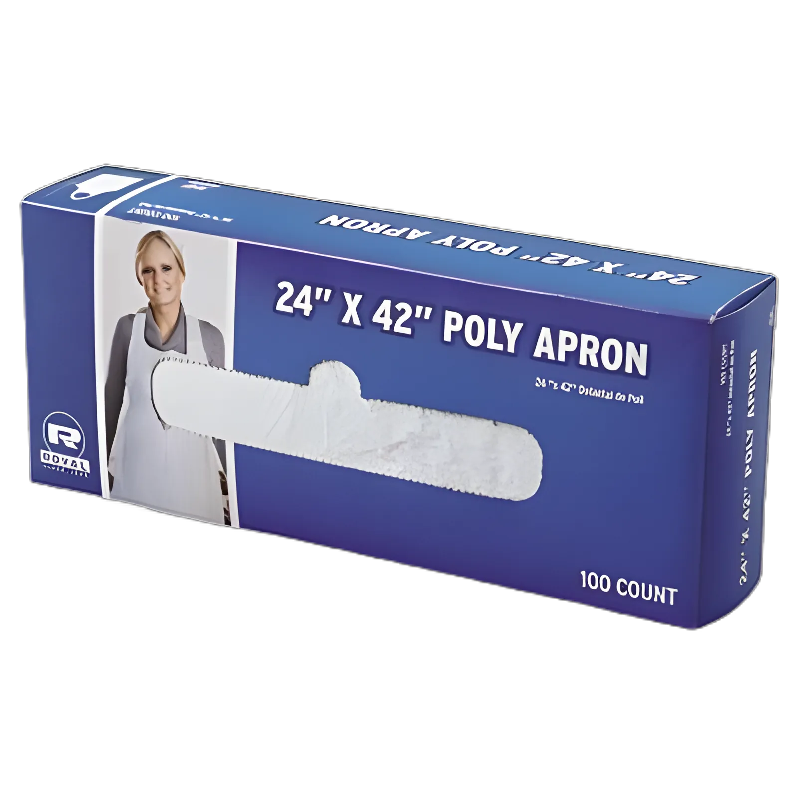 Poly Apron, 24 x 42, One Size Fits All, White, 100/Pack, 10 Packs/Carton
