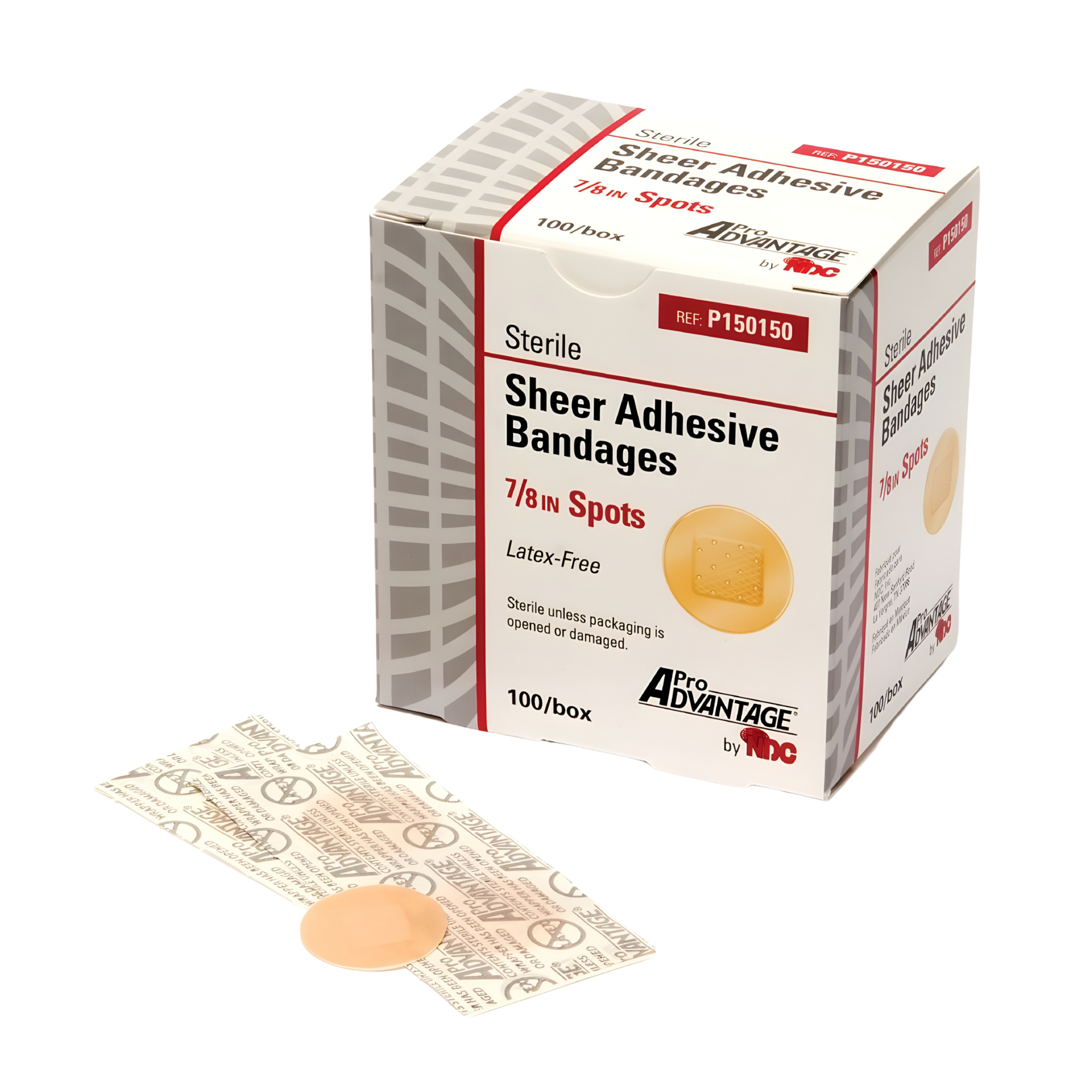 Pro Advantage Sheer Adhesive Spot Bandage, 7/8” Diameter, 100/BX, 12BX/CS