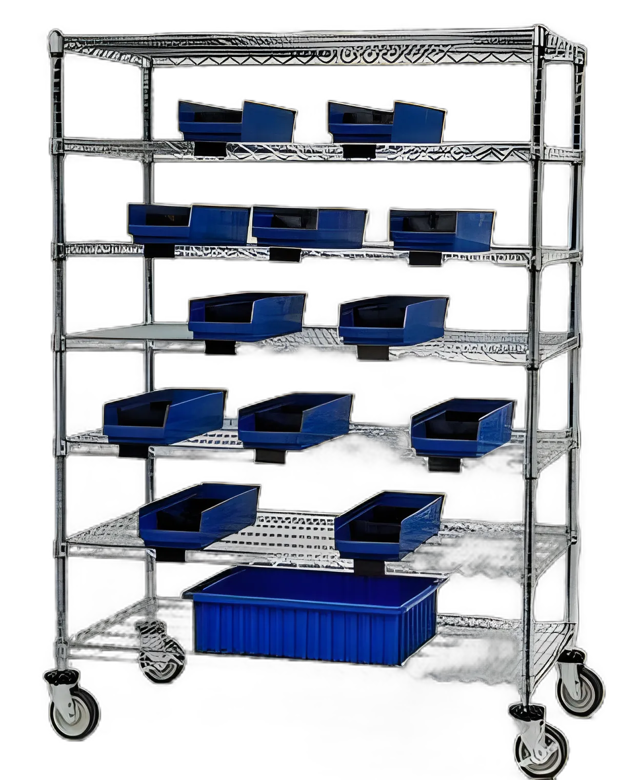 Lakeside R244872CPBC-B Catheter Procedure Cart with 84 Blue Bins