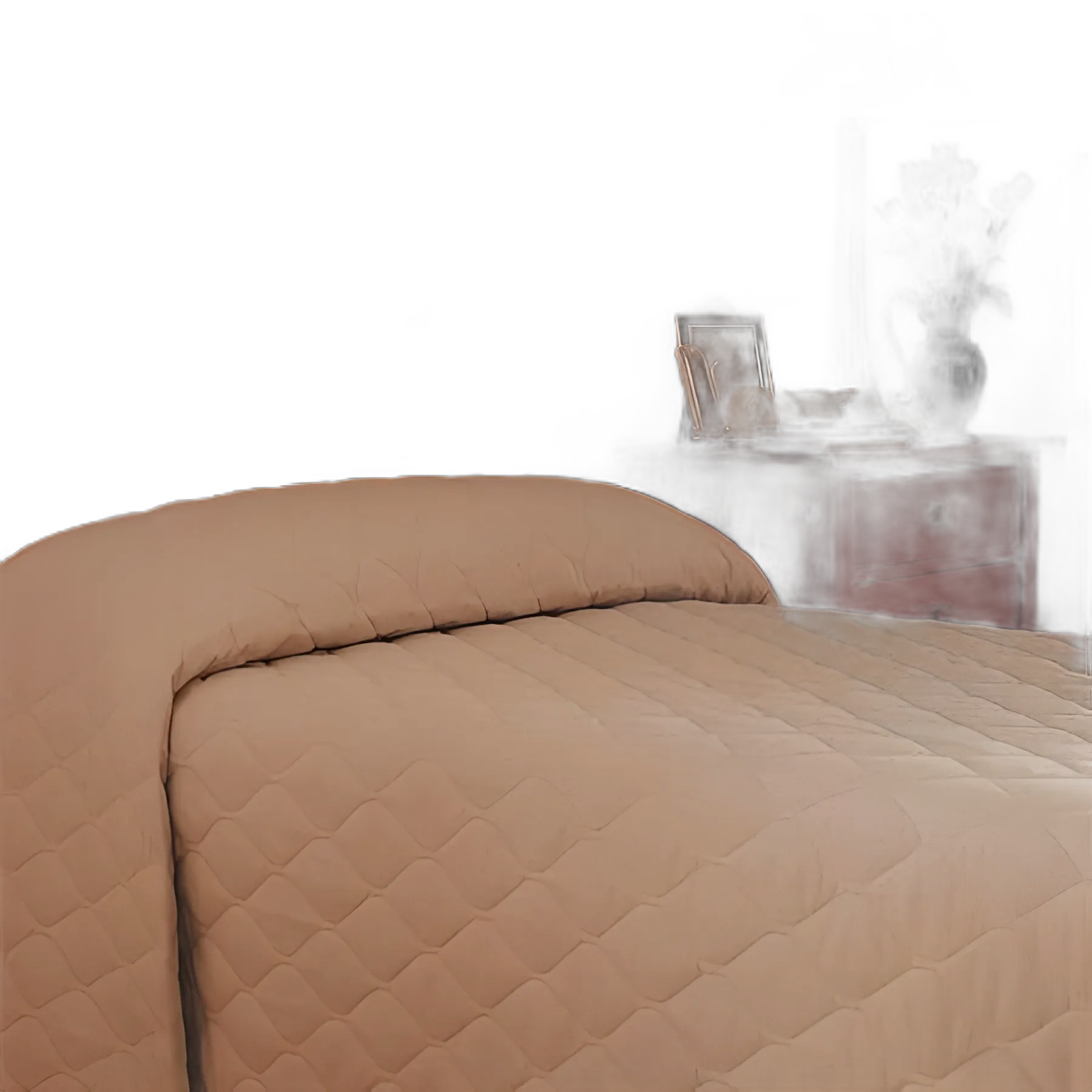 Fitted Bedspread Quilted 71 W X 102 L Inch Cotton 50% / Polyester 50% Khaki