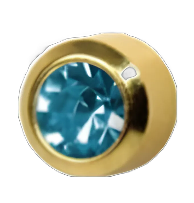 Ear Piercing Stud MediStuds® Gold Plated Blue / Gold March Birthstone Bezel Mount