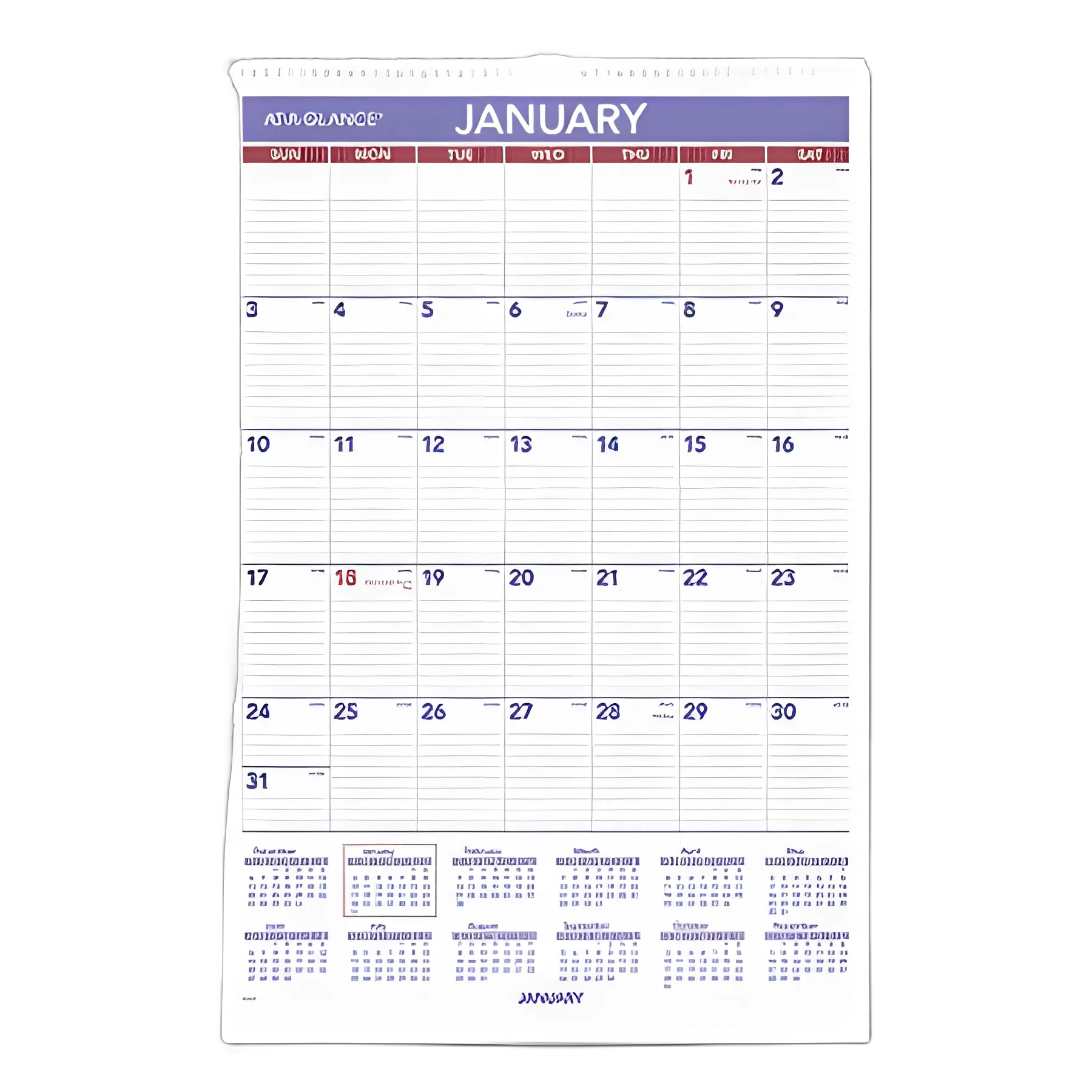 Monthly Wall Calendar with Ruled Daily Blocks, 15.5 x 22.75, White Sheets, 12-Month (Jan to Dec): 2024