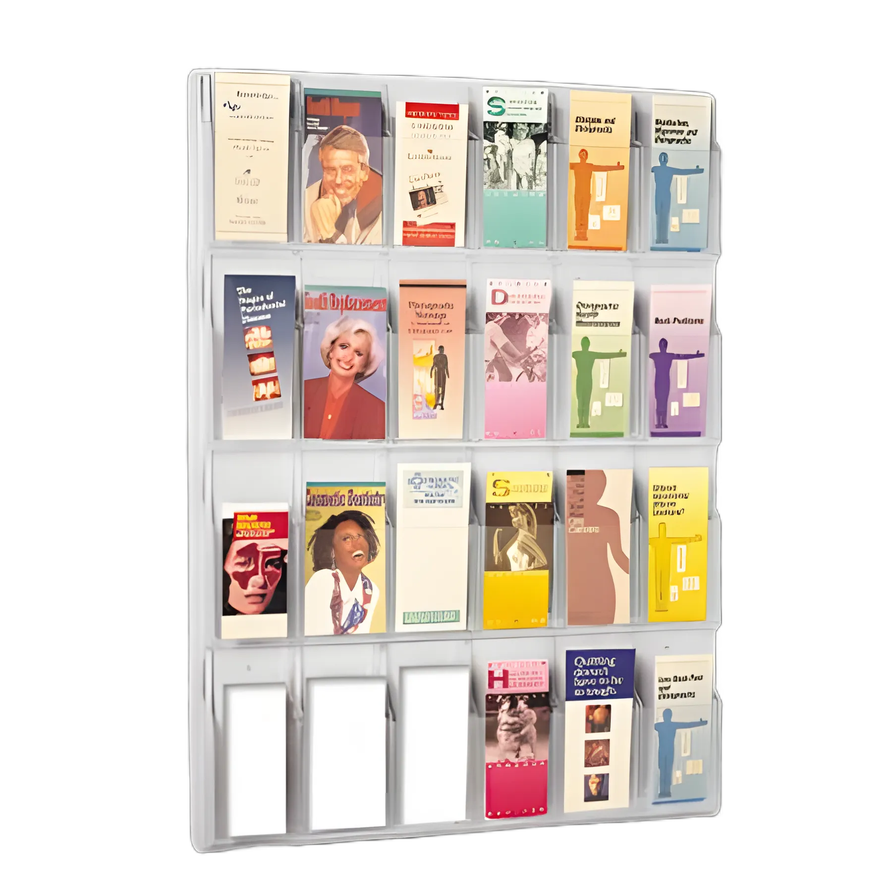 Reveal Clear Literature Displays, 24 Compartments, 30w x 2d x 41h, Clear