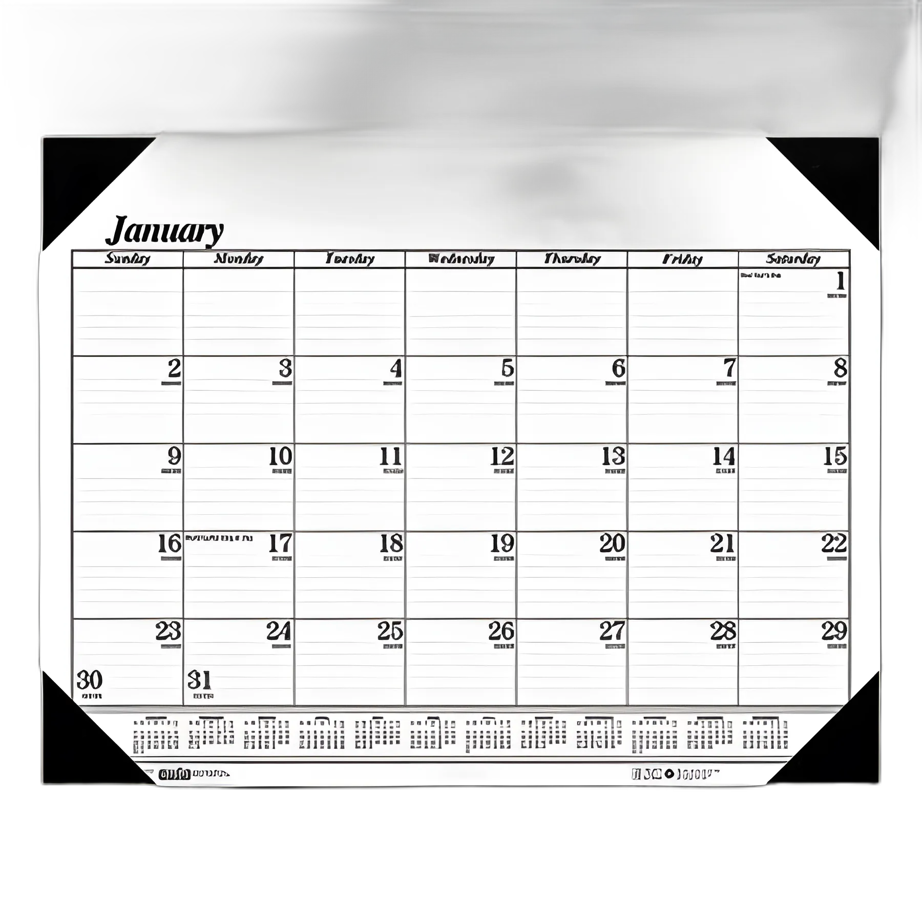 Recycled One-Color Refillable Monthly Desk Pad Calendar, 22 x 17, White Sheets, Black Binding/Corners,12-Month(Jan-Dec): 2024