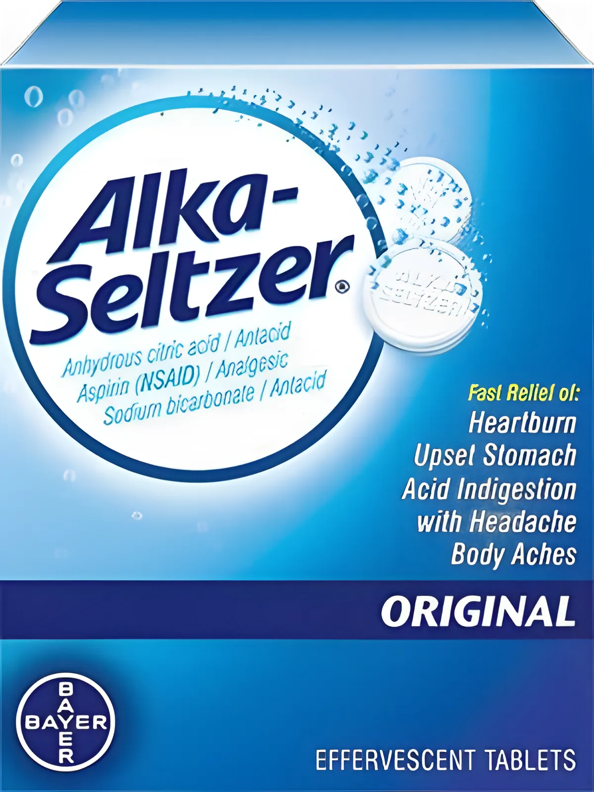 Alka-Seltzer® Original Effervescent Antacid & Pain Reliever Tablets, 1000 mg - 325 mg - 1916 mg, 24 Count