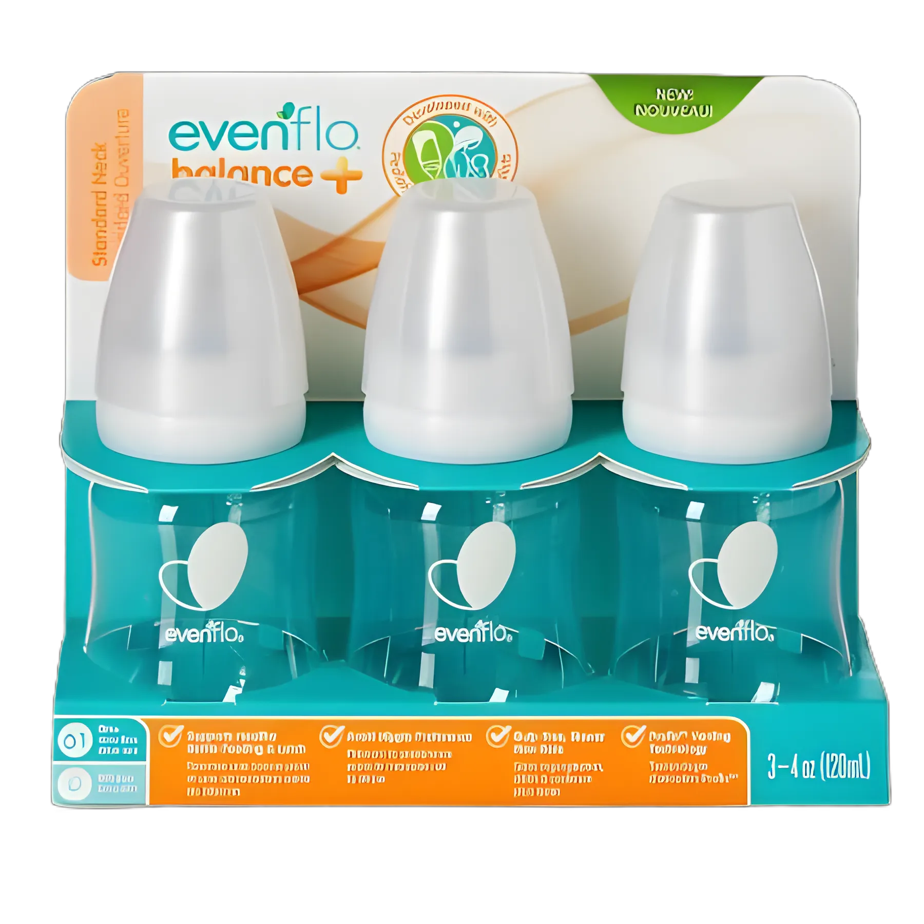 Baby Bottle Evenflo Feeding Balance + Standard Neck 4 oz. Food Grade Material