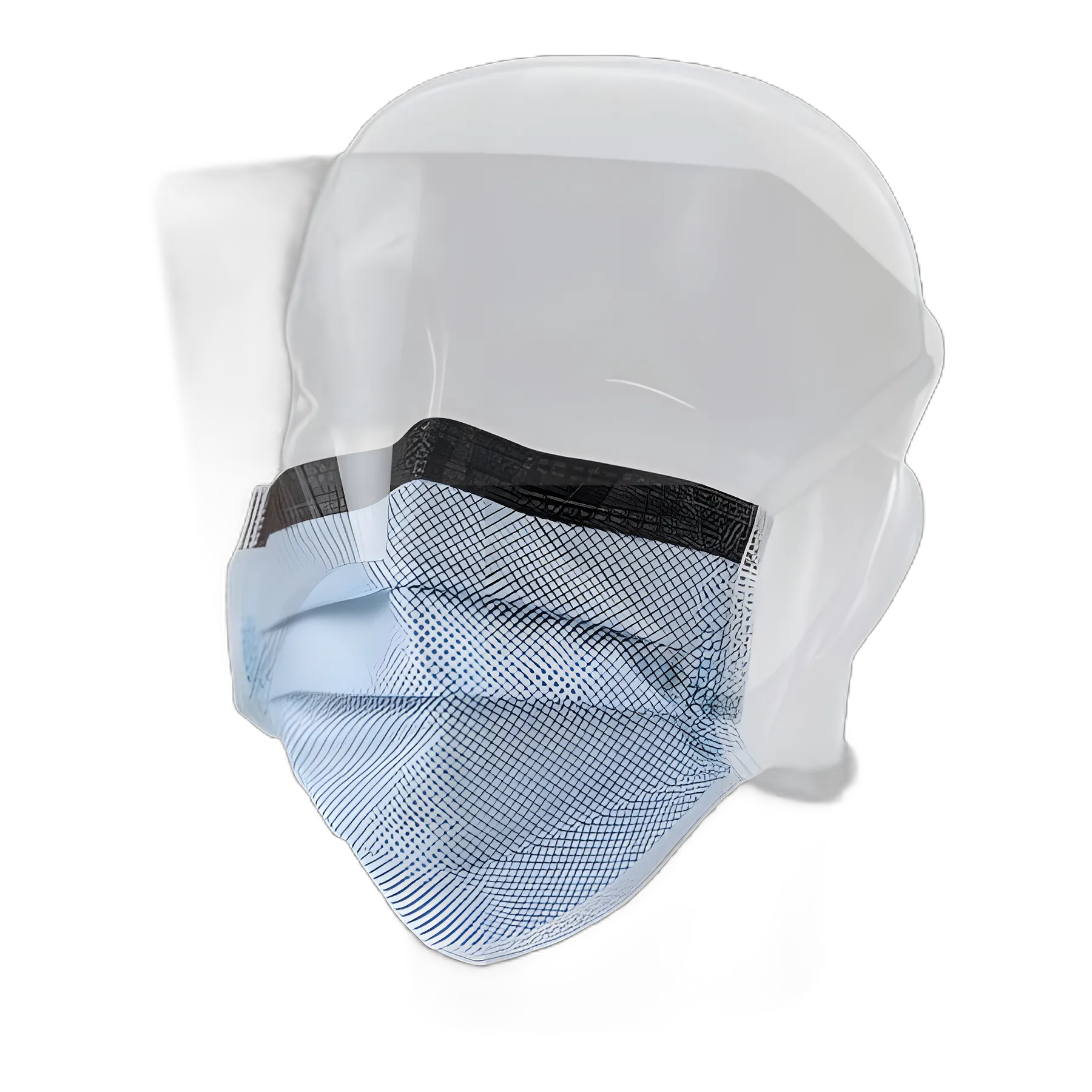 Surgical Mask with Eye Shield FluidGard® Anti-fog Film Pleated Tie Closure One Size Fits Most Blue Diamond NonSterile ASTM Level 3 Adult