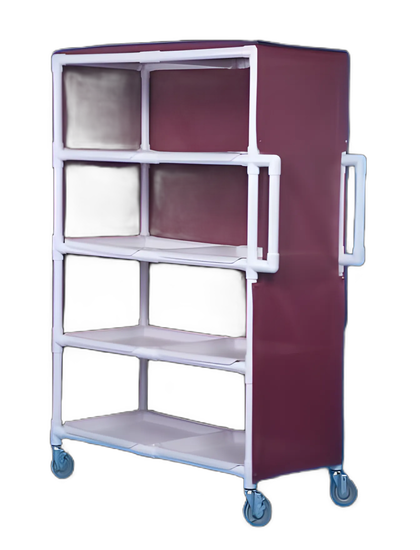 Linen Cart with Cover 4 Shelves PVC 5 Inch Heavy Duty Casters, 2 Locking - LC-244 - 2