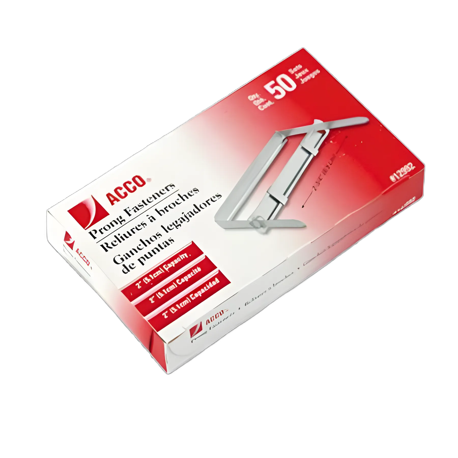 Standard Two-Piece Two-Prong Paper Fastener Base and Compressor Sets, 2" Capacity, 2.75" Center to Center, Silver, 50/Box