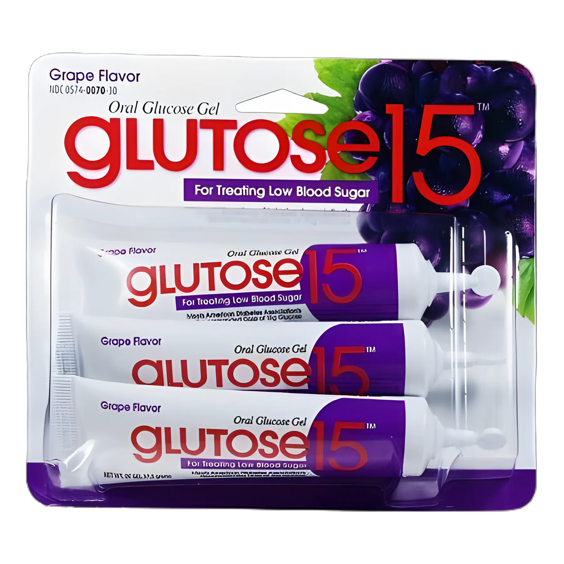 Glutose 15™ Glucose Gel, 40% Dextrose - Grape Flavor, 3 Pack