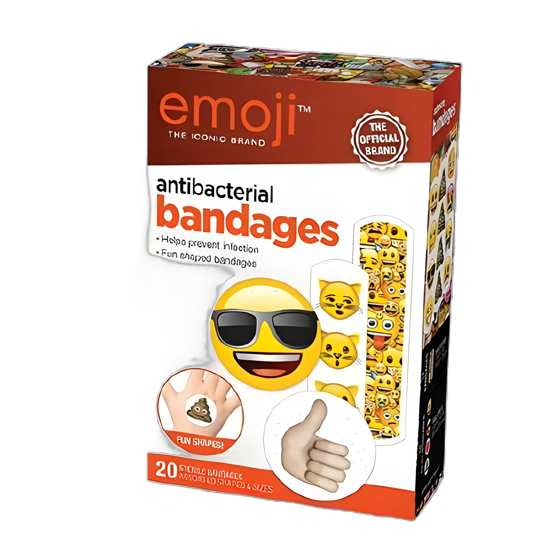 Sterile Emoji-Design Adhesive Bandages in Assorted Sizes and Shapes