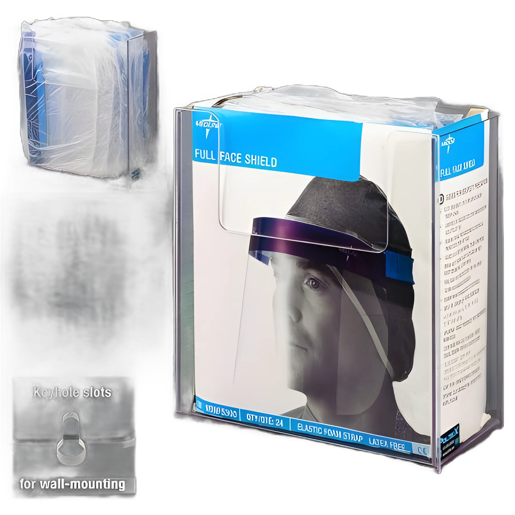 Magnetic Mount Face Shield Dispenser by Poltex - Clear PETG Plastic, Compatible with Medline NONFS300