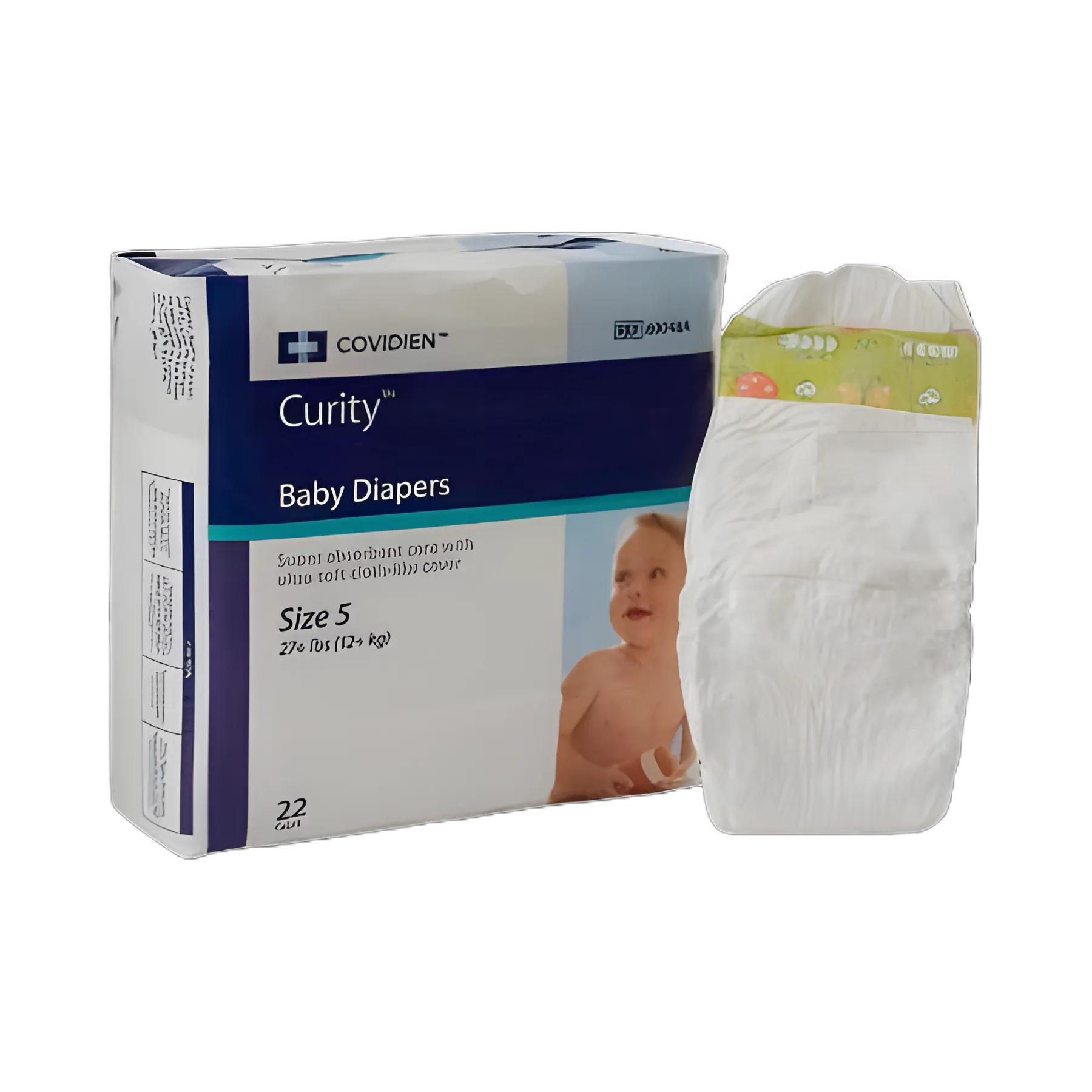 Unisex Baby Diaper Curity™ Size 5 Disposable Heavy Absorbency