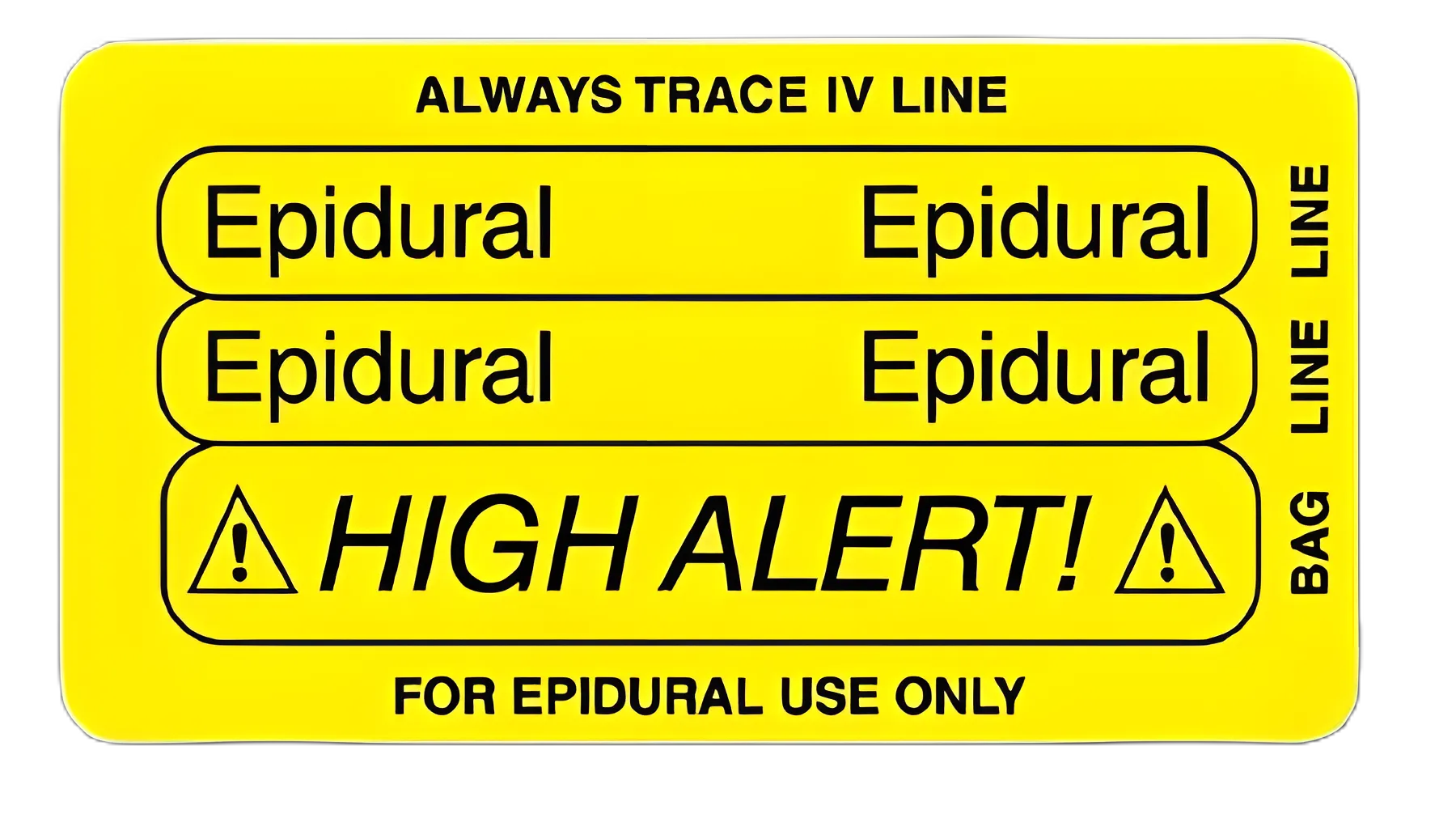 Drug Label UAL™ Anesthesia Label Epidural High Alert Yellow 3/14 X 1-3/4 Inch