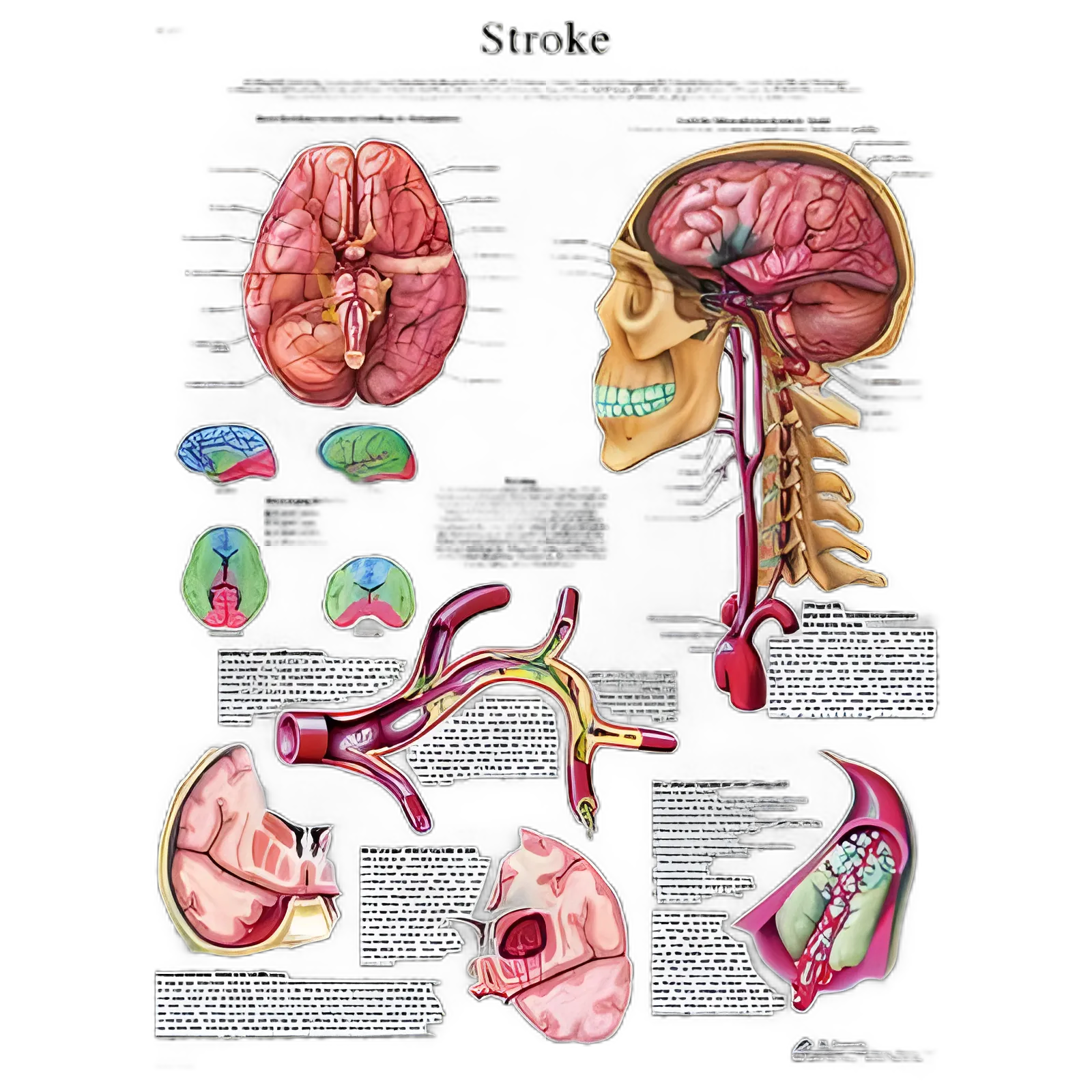 Laminated Stroke Anatomical Chart 20x27 Inch for Educational Use