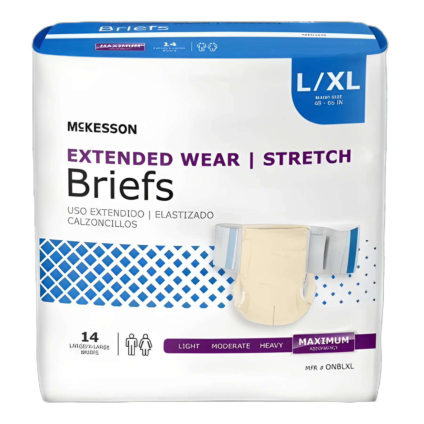 Unisex Adult Incontinence Brief McKesson Extended Wear Large / X-Large Disposable Heavy Absorbency