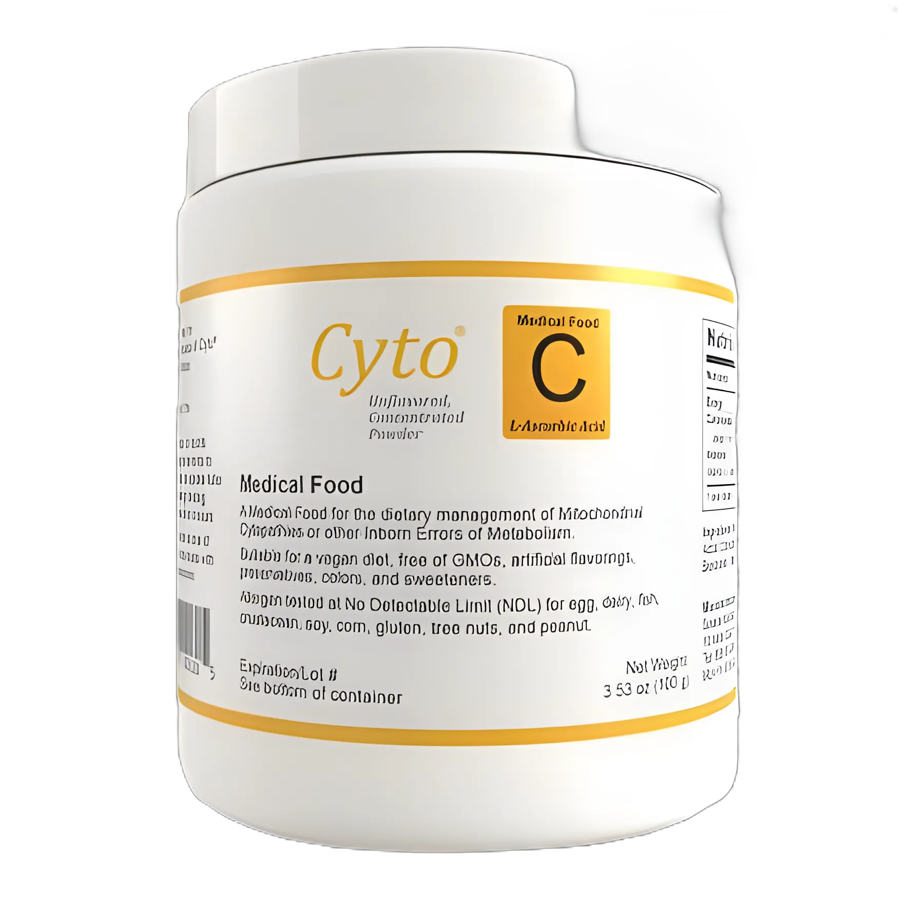 Oral Supplement Cyto® C Unflavored Powder 3.53 oz. Jar