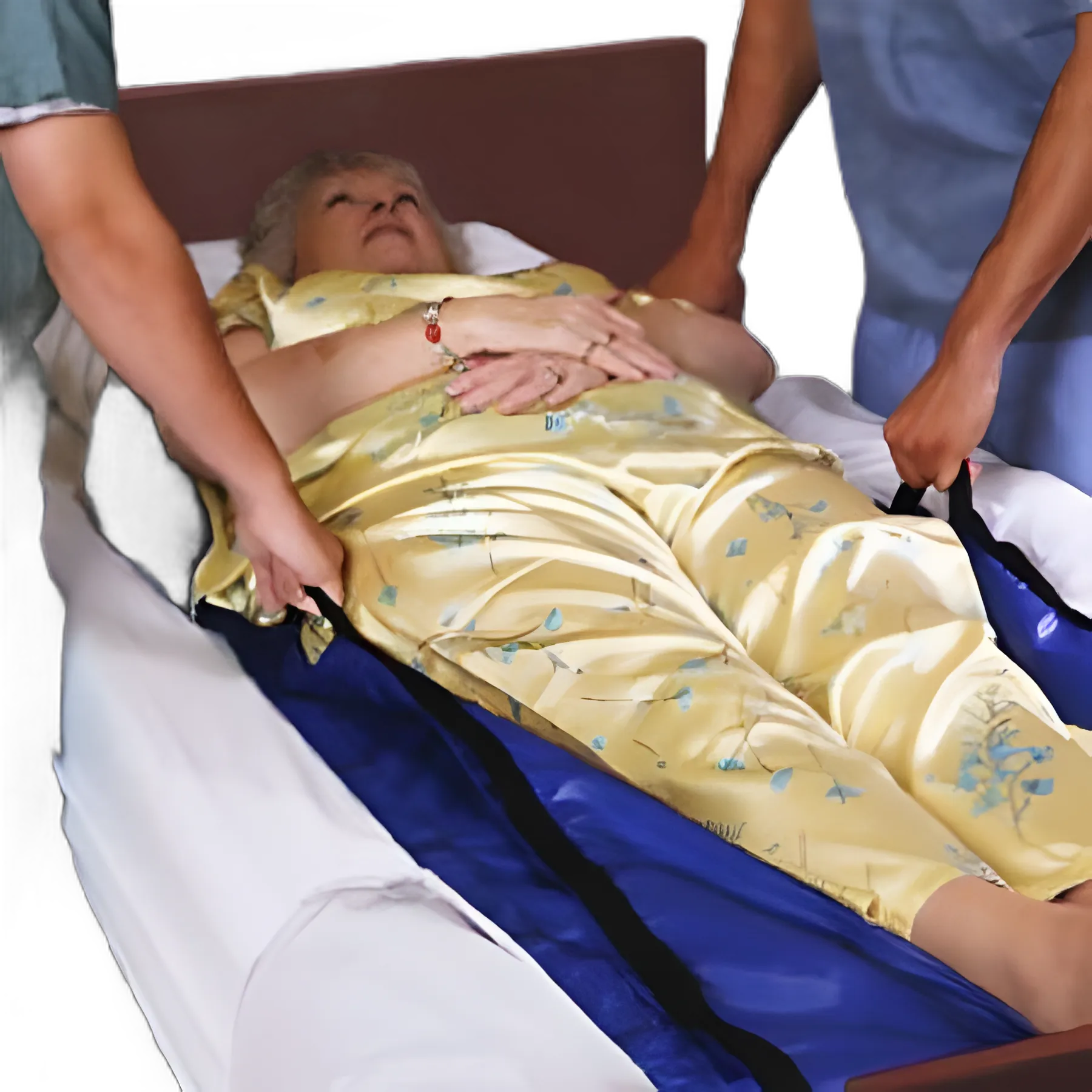 NYOrtho Blue Nylon Repositioning Slide Sheet 34 X 75 Inch with Multiple Handles for Patient Transfer