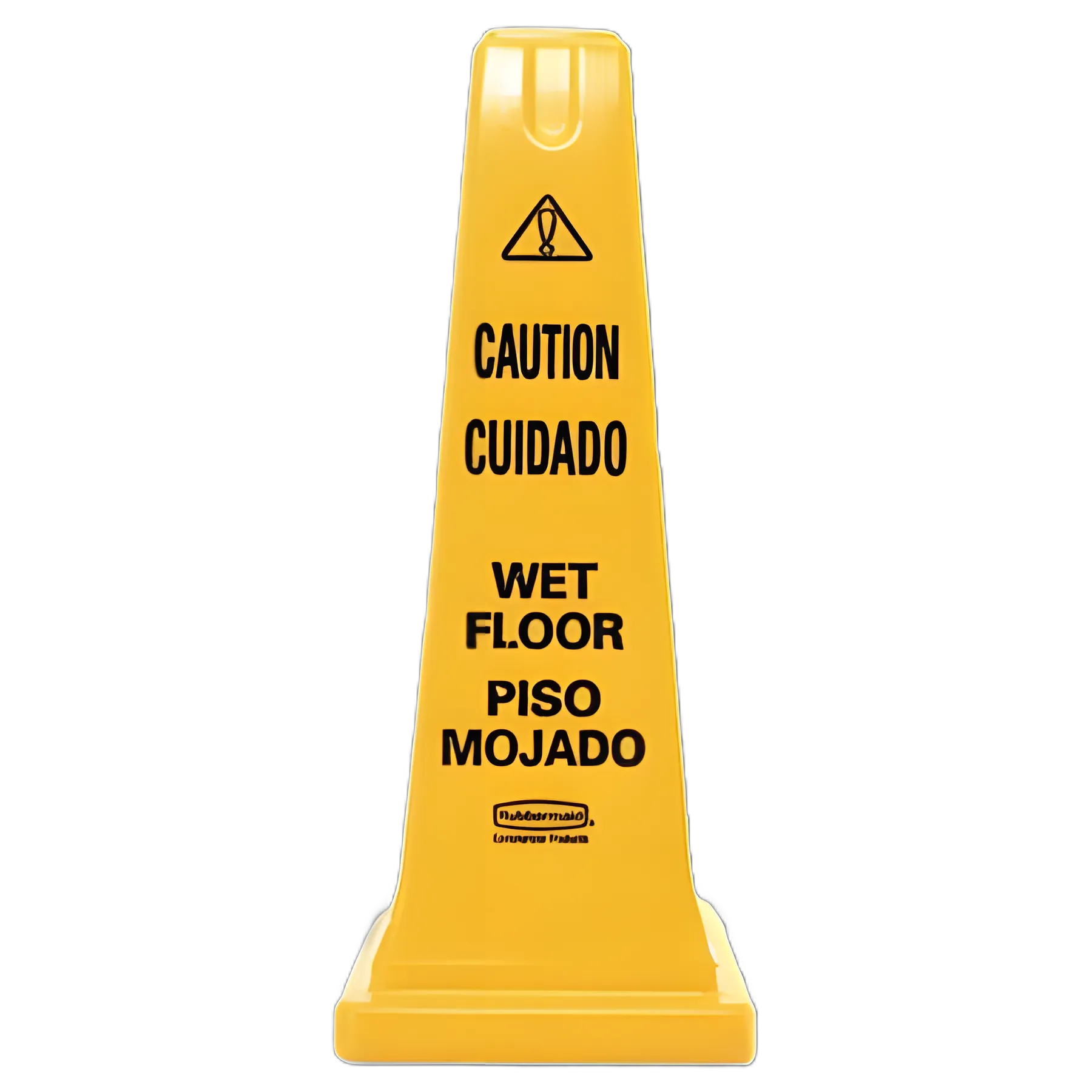 Multilingual Wet Floor Safety Cone, 10.55 x 10.5 x 25.63, Yellow