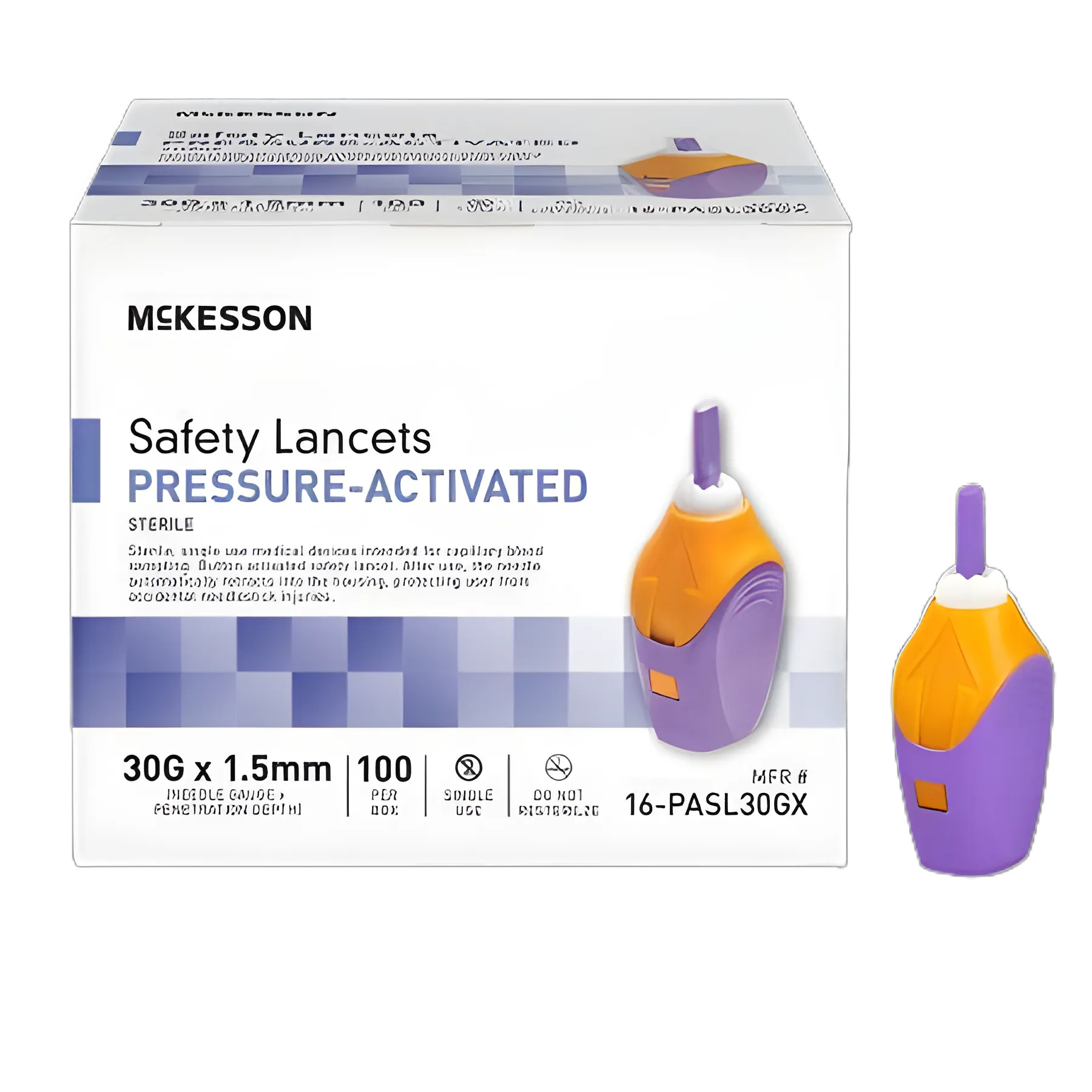 Safety Lancet McKesson 30 Gauge Retractable Pressure Activated Finger