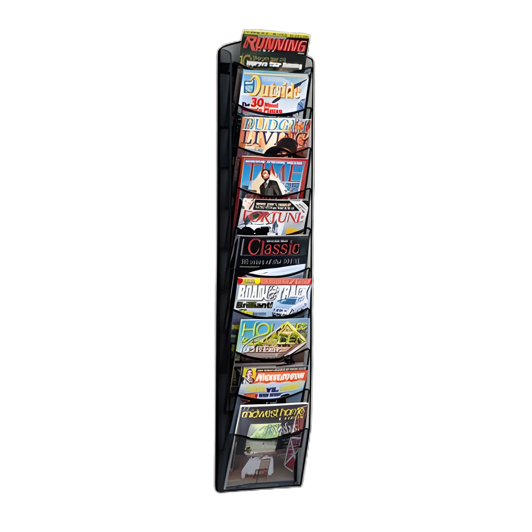 Onyx Mesh Literature Rack, Ten Compartments, 10.25w x 3.5d x 50.75h, Black