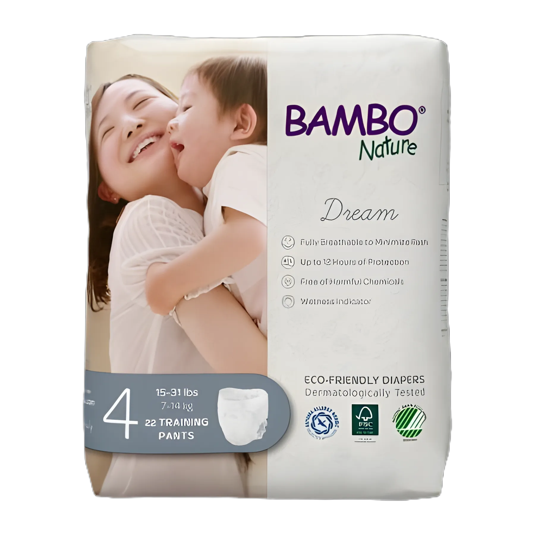 Unisex Toddler Training Pants Bambo® Nature Dream Pull On with Tear Away Seams Size 4 Disposable Heavy Absorbency
