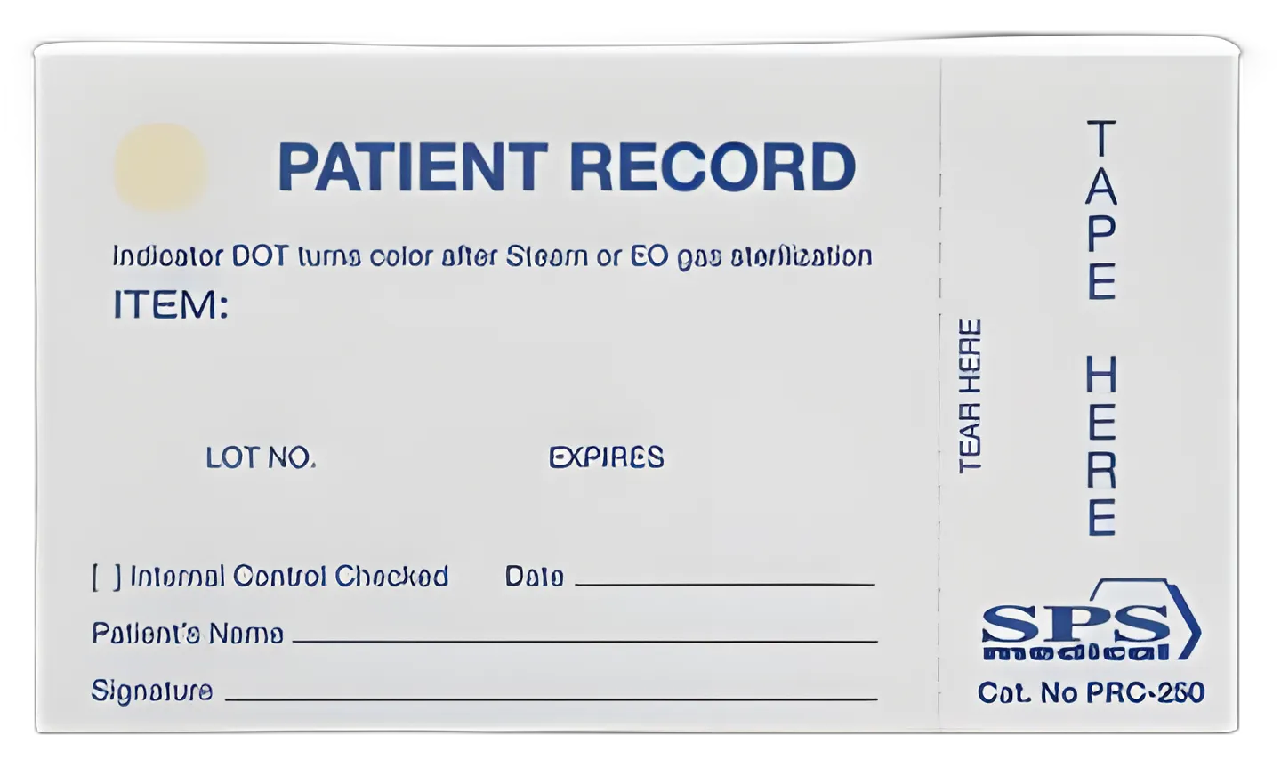 Sterilization Record Card Steam / EO Gas