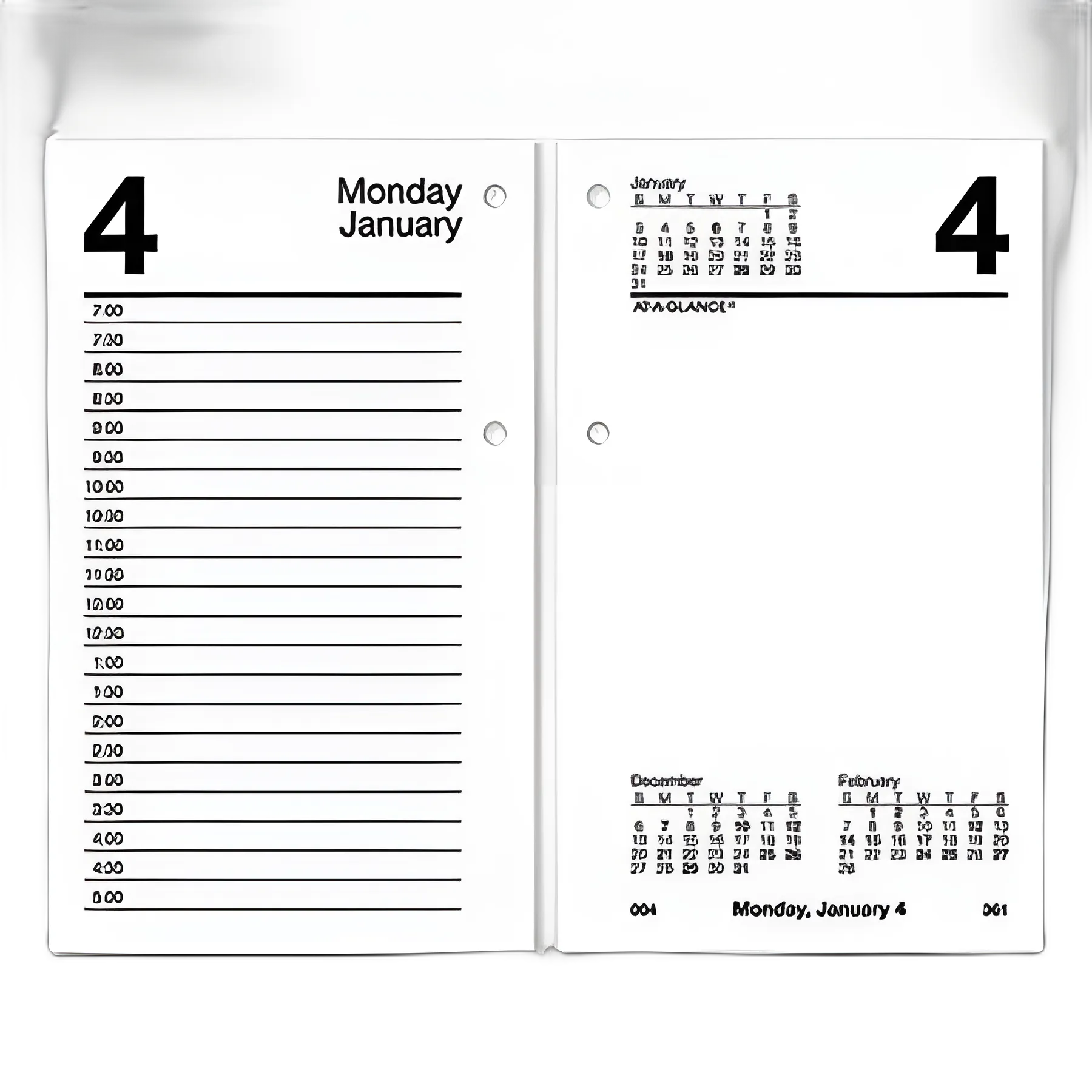 Desk Calendar Refill, 3.5 x 6, White Sheets, 12-Month (Jan to Dec): 2024