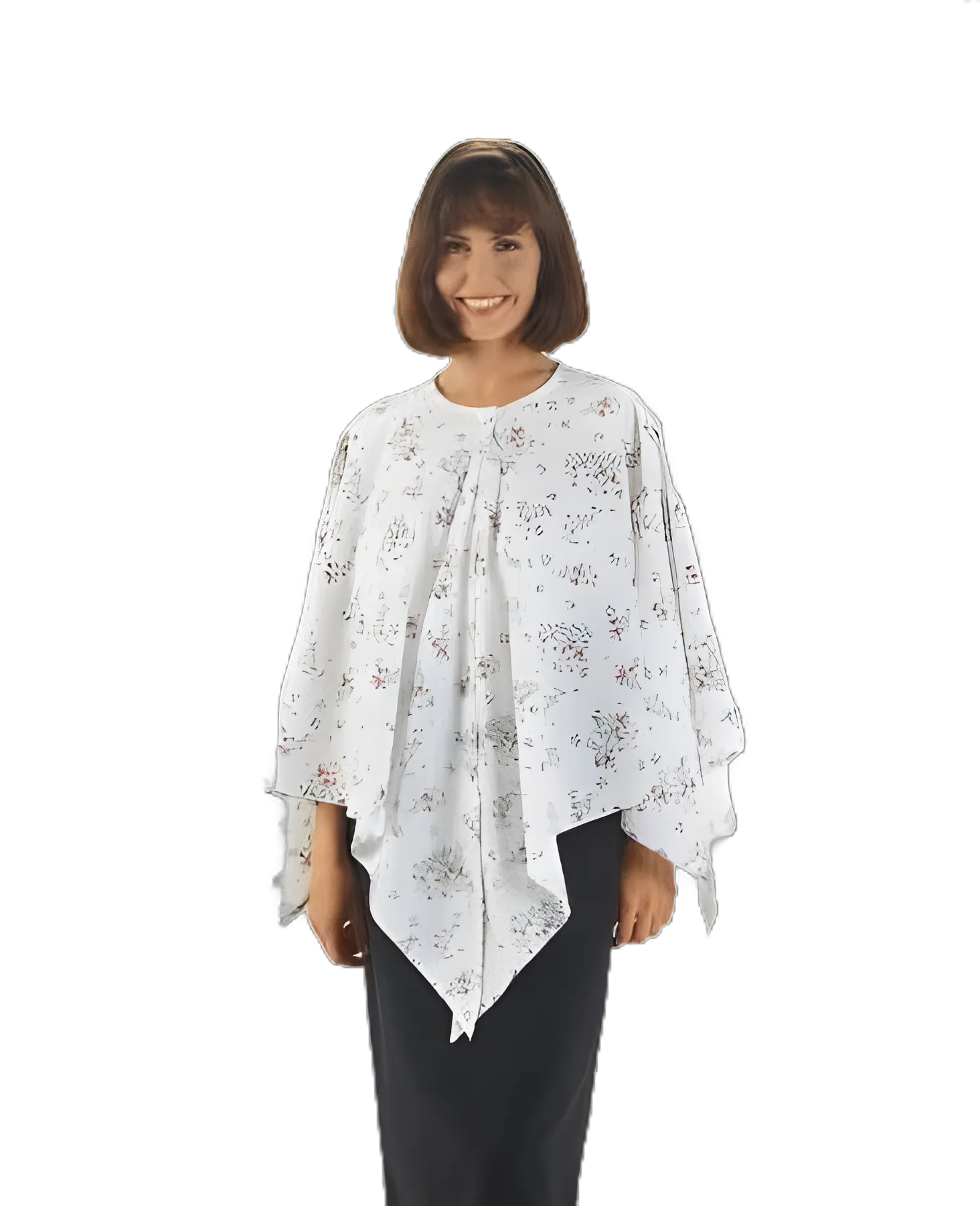 Exam Cape Springtime Floral Print One Size Fits Most Front Opening Snap Closure Female