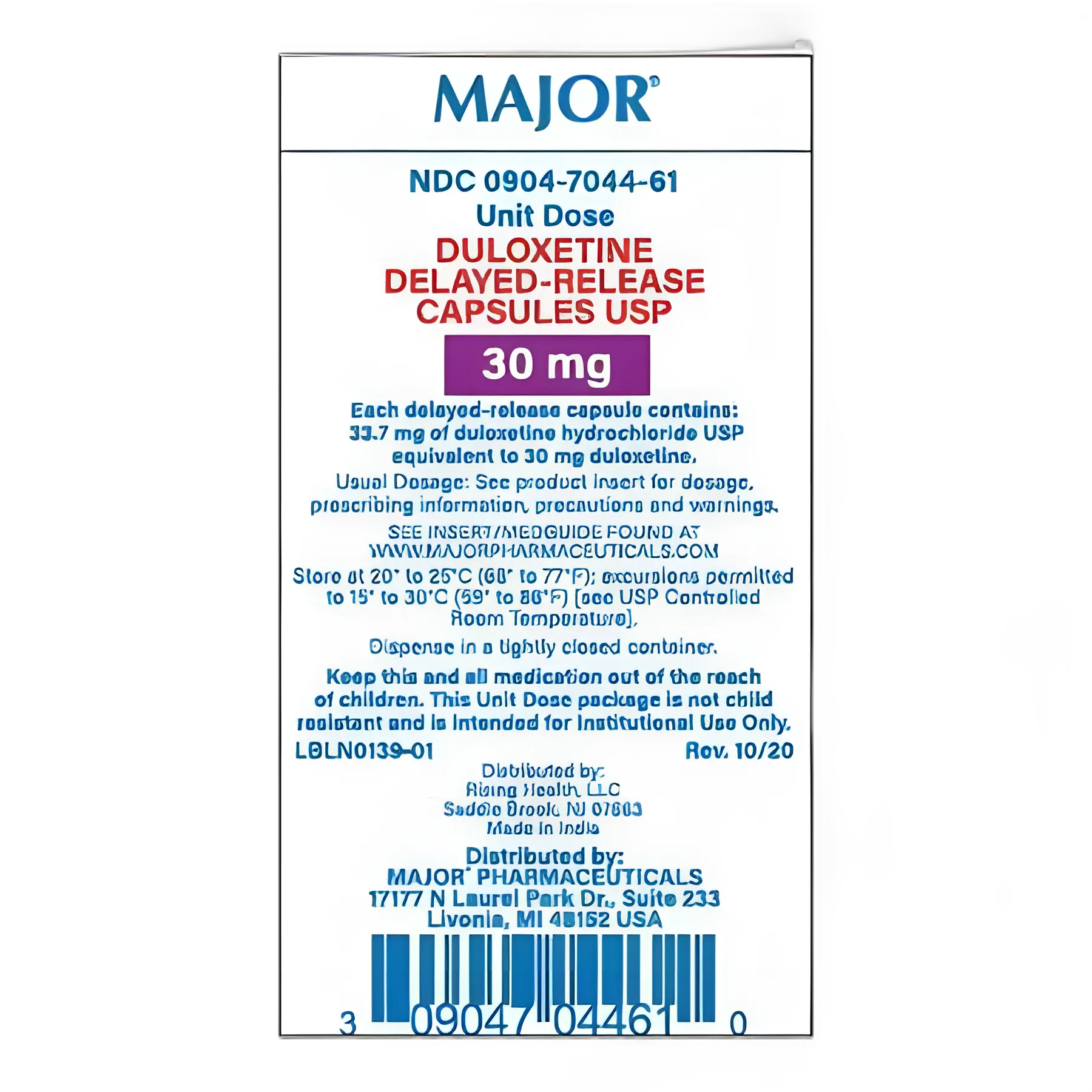 Duloxetine 30 mg Capsule Blister Pack 100 Capsules