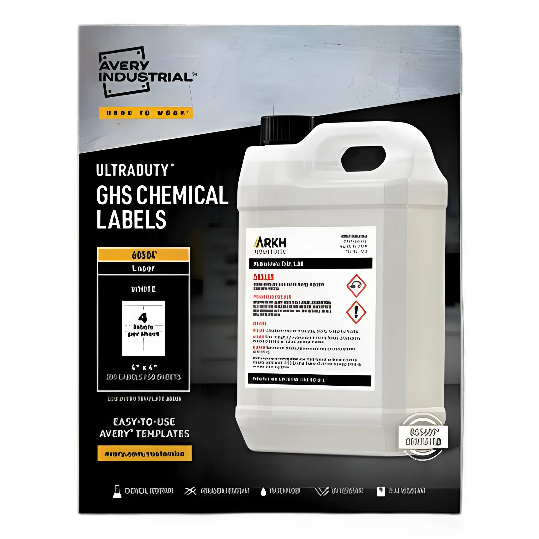 UltraDuty GHS Chemical Labels - Waterproof, UV Resistant 4x4