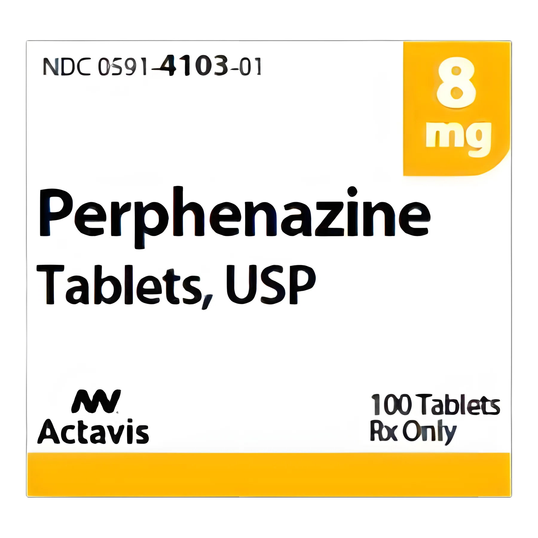 Perphenazine 8 mg Antipsychotic Tablet - 100 Count Bottle by Teva