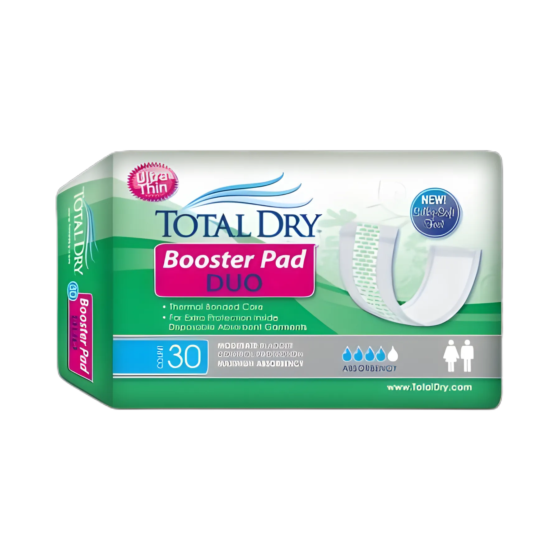 Booster Pad TotalDry™ Booster Pad Duo 12 Inch Length Heavy Absorbency SecureLoc Core One Size Fits Most
