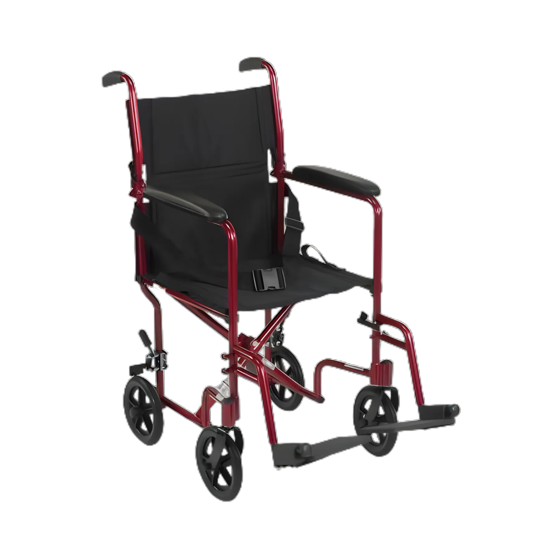 McKesson Lightweight Transport Chair, 19 Inch Seat, Red Aluminum Frame