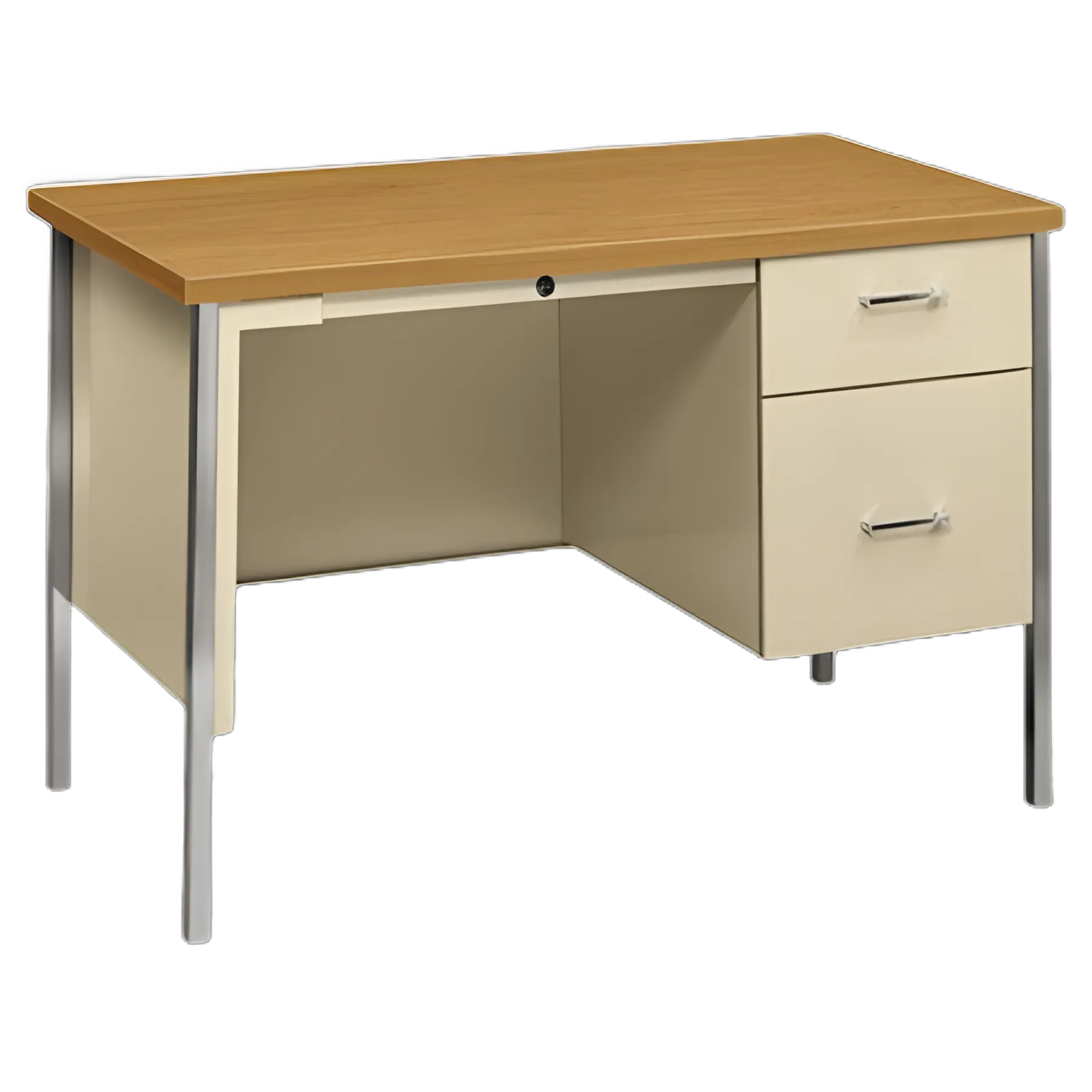 34000 Series Right Pedestal Desk, 45.25" x 24" x 29.5", Harvest/Putty