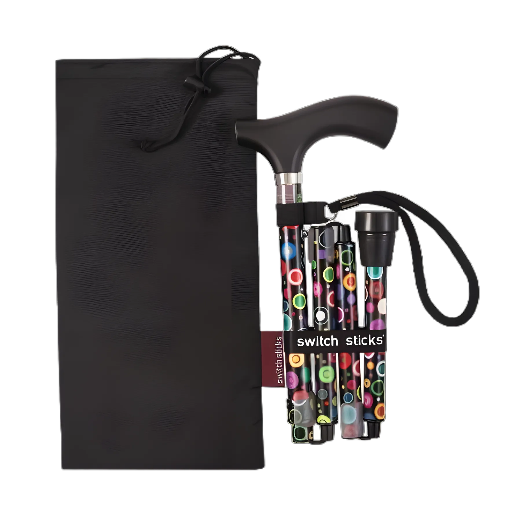 Switch Sticks® Folding Aluminum Cane - Bubbles Print, Adjustable 32"-37"