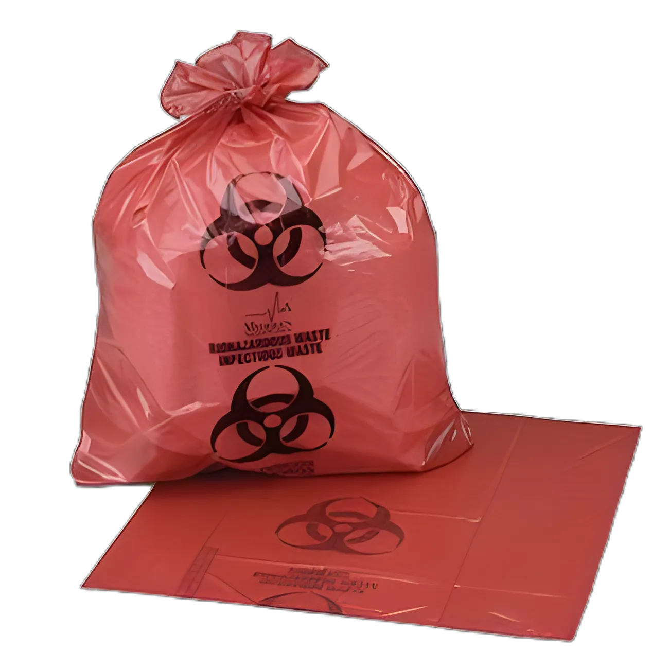 Biohazard Waste Bag Medegen Medical Products 30 to 32 gal. Red Bag HDPE 31 X 41 Inch