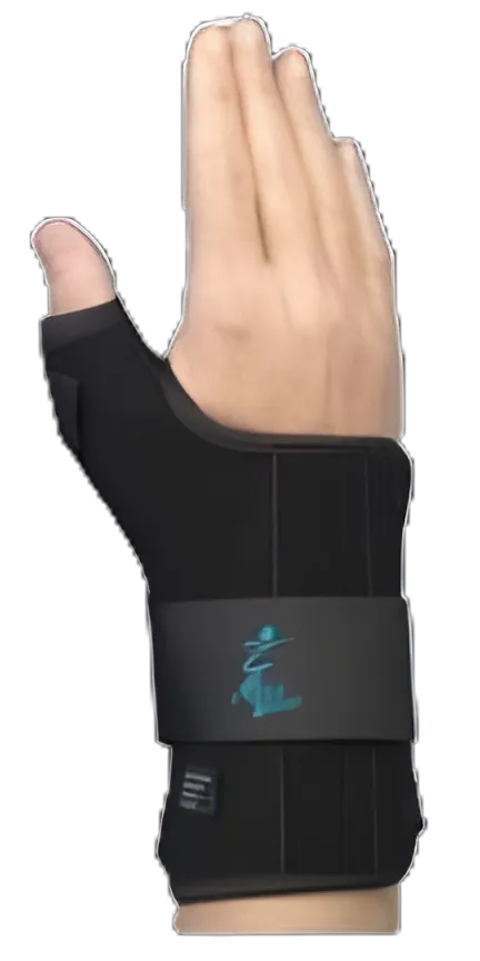 Ryno Lacer® Low Profile Wrist Brace with Thumb Spica, Polypropylene/Suede, Left Hand, 2X-Small, Black