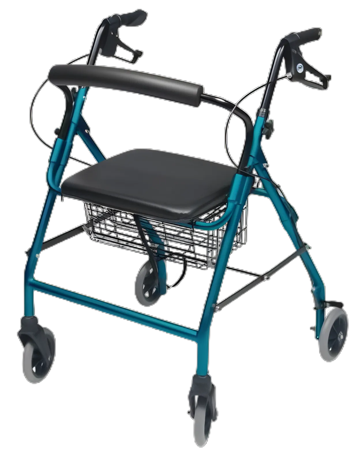 4 Wheel Rollator Lumex® Walkabout Royal Blue Adjustable Height / Wide / Folding Aluminum Frame