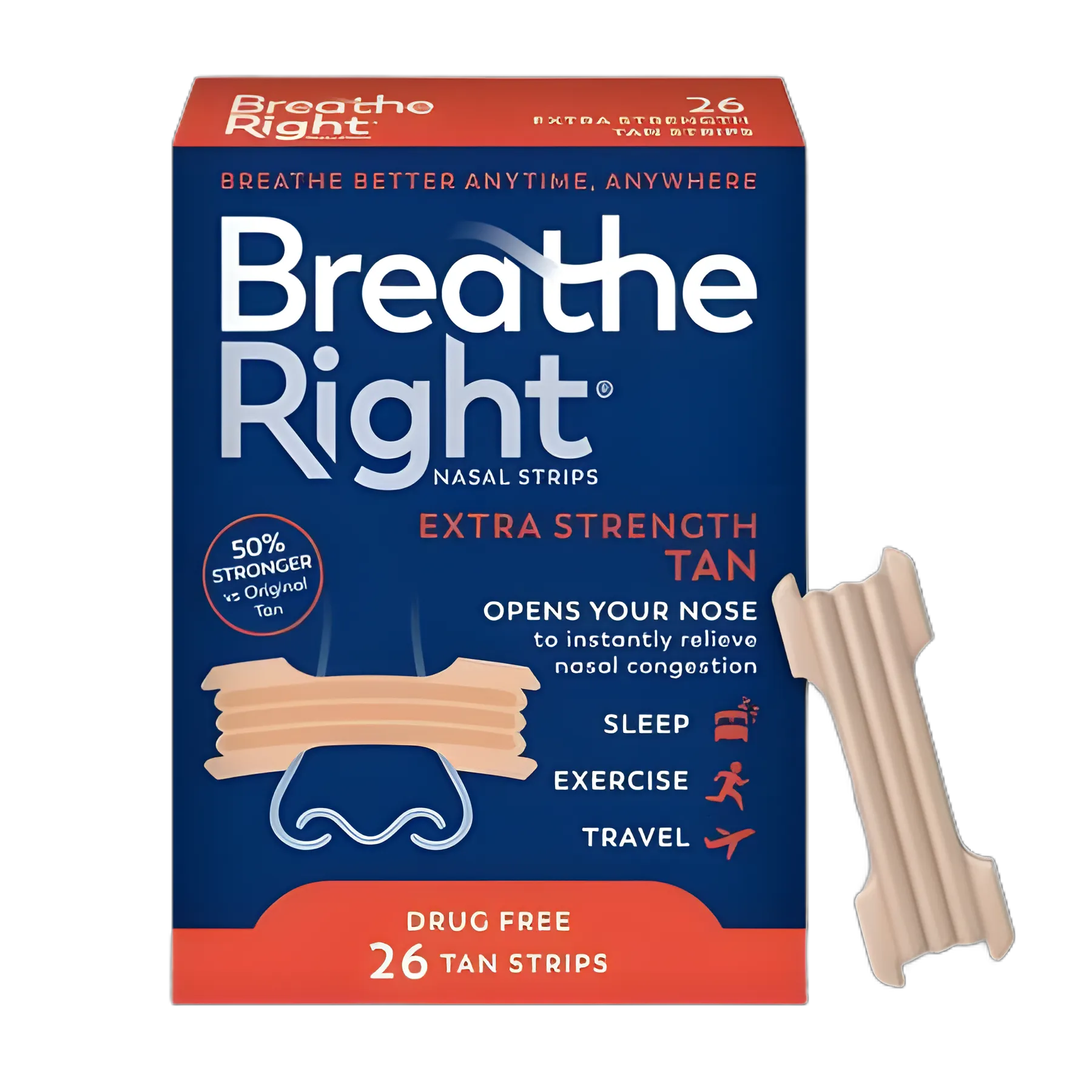 Allergy Relief Breathe Right® Extra Strength Nasal Strip 26 per Box