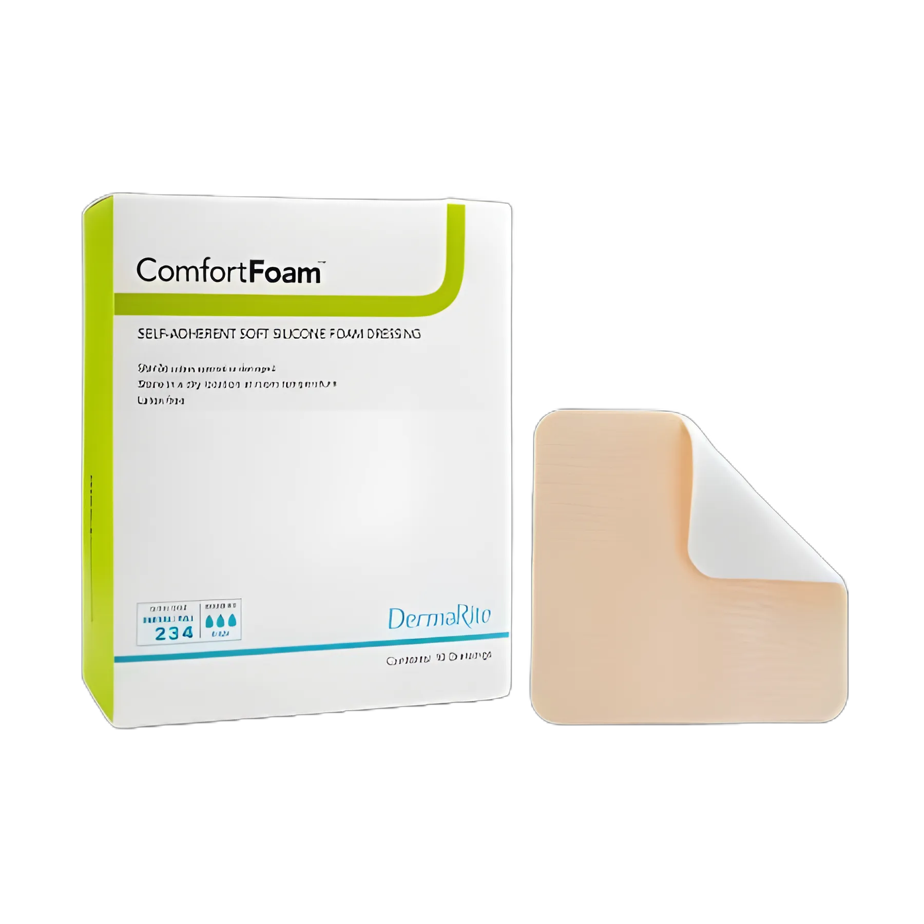 Foam Dressing ComfortFoam™ 2 X 2 Inch Without Border Film Backing Silicone Face Square Sterile